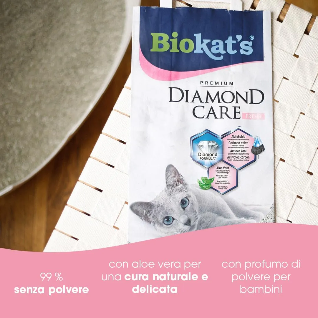 Biokat's Diamond Care Fresh Lettiera per gatti a grana fine con carbone attivo e aloe vera, 10 L - immagine 6