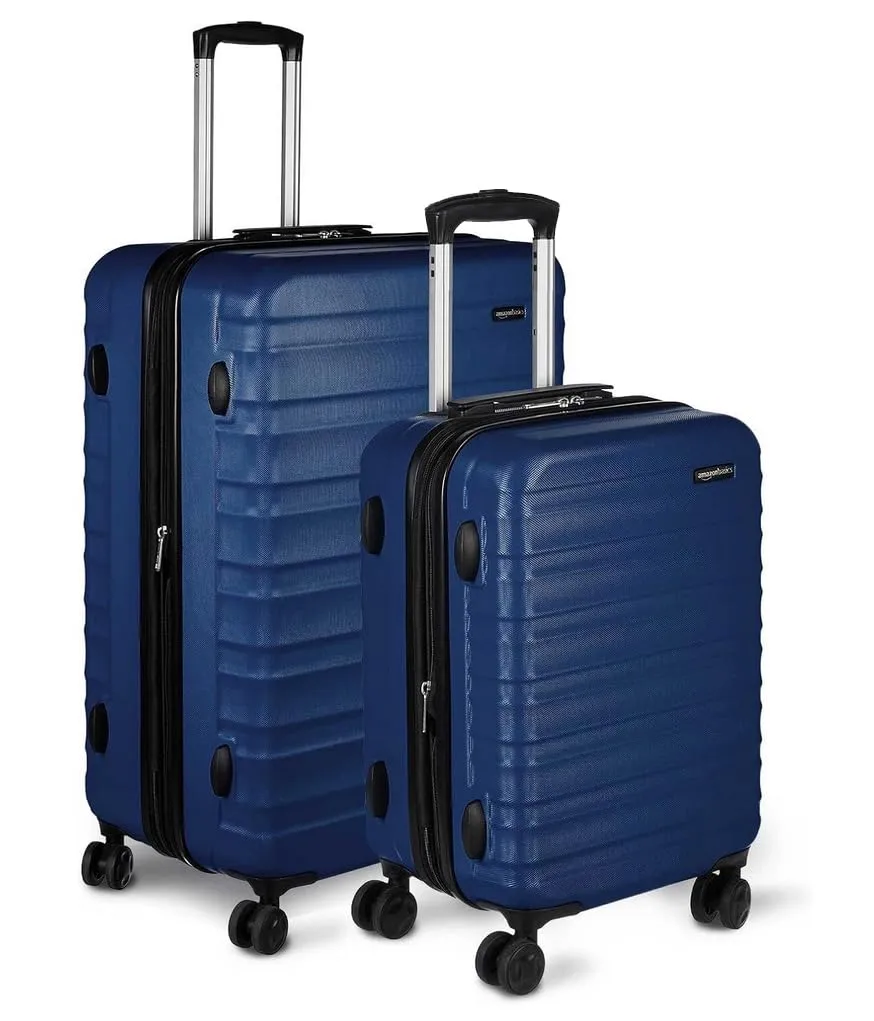 Amazon Basics Set Valigie Rigide ABS Espandibili, Piccola + Grande, Blu Navy - immagine 1
