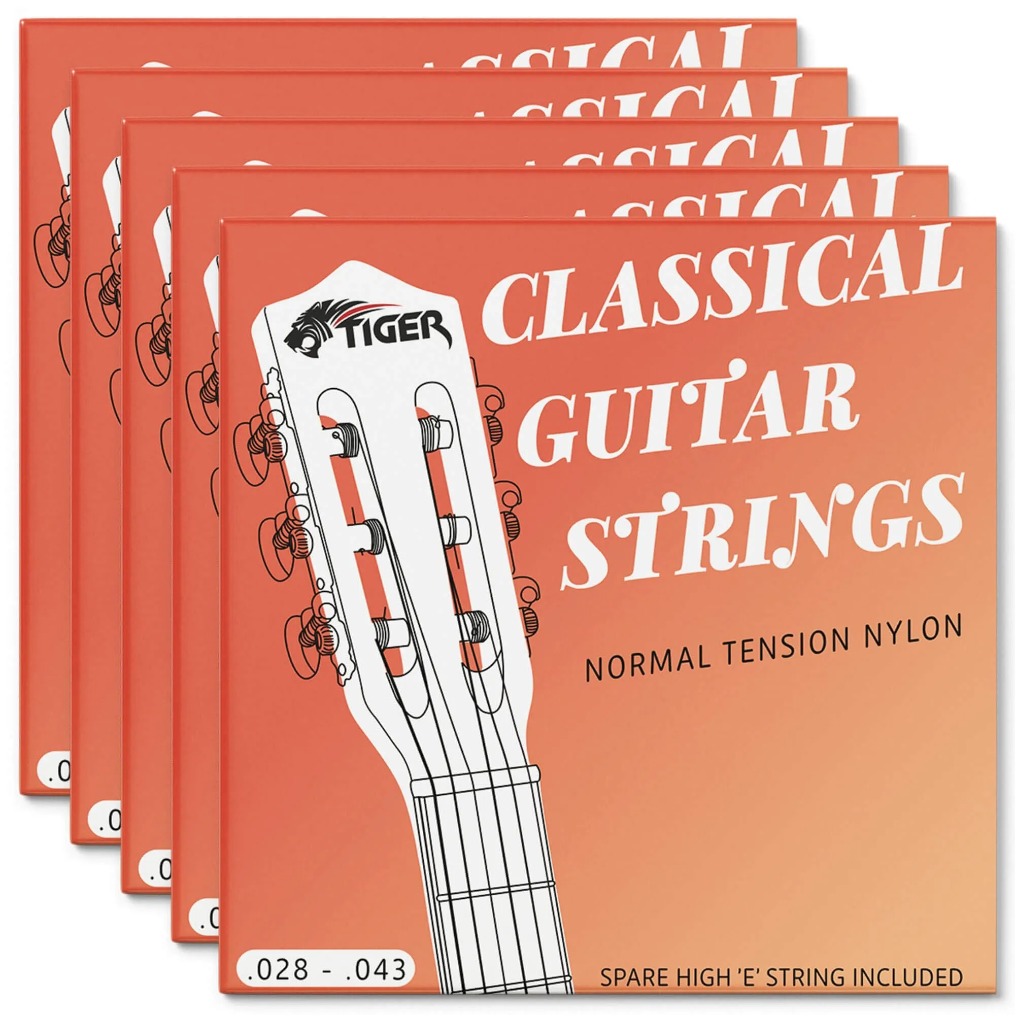 Tiger CGS-5-NY Set di Corde per Chitarra Classica, Confezione da 5 - immagine 1