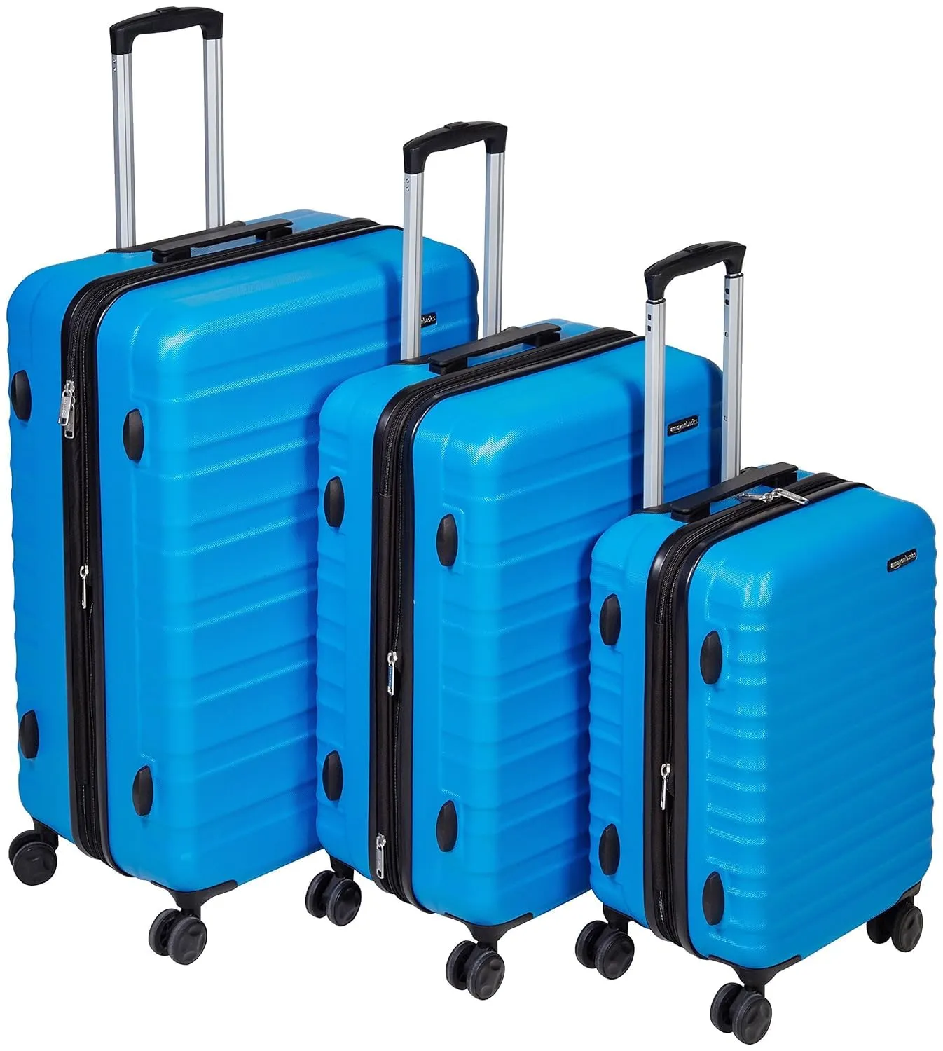 Amazon Basics Set Valigie Rigide ABS Espandibili (Piccola, Media, Grande), Azzurro - immagine 1