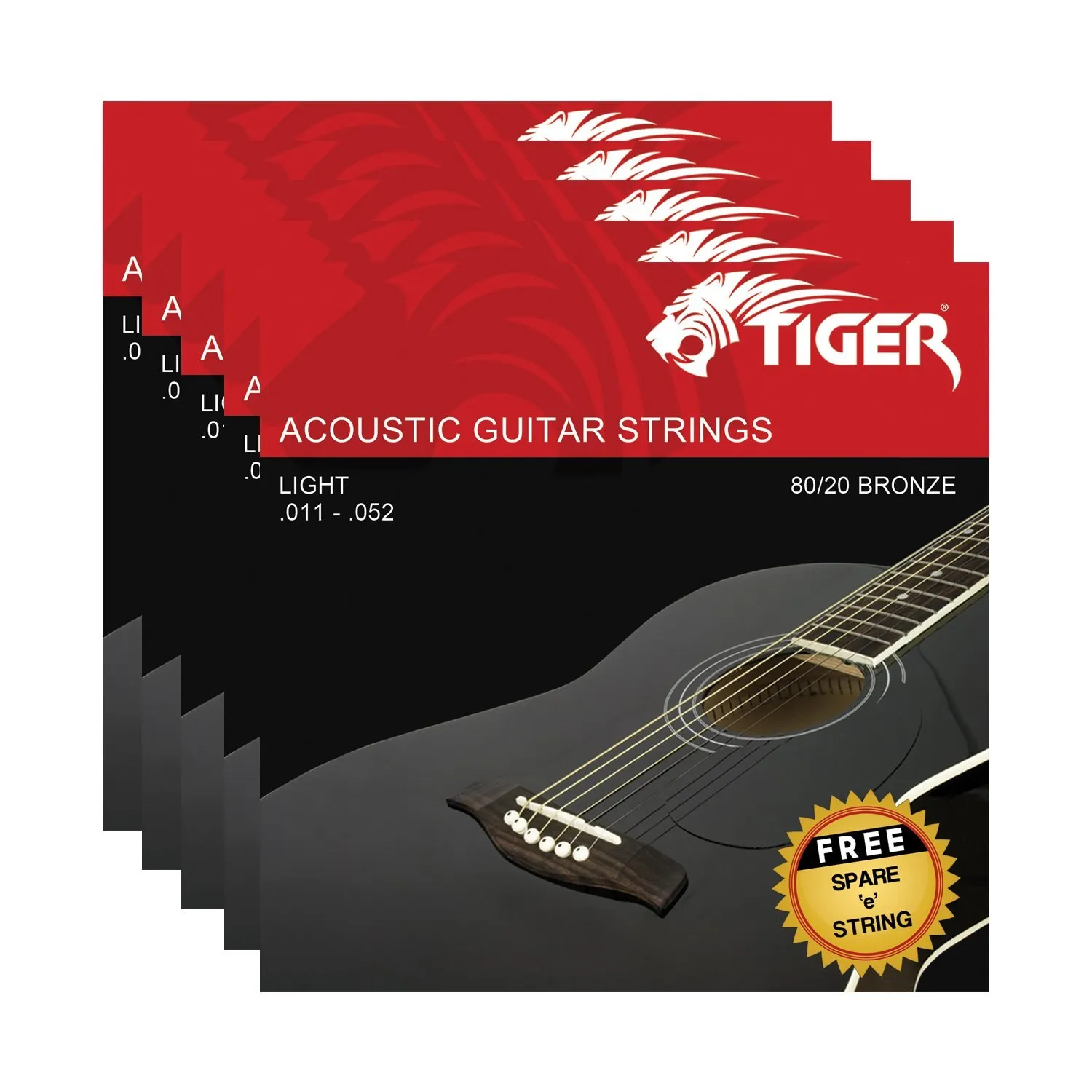 Tiger Chitarra Acustica Super Light (11-52) Set, Confezione da 5 - immagine 1