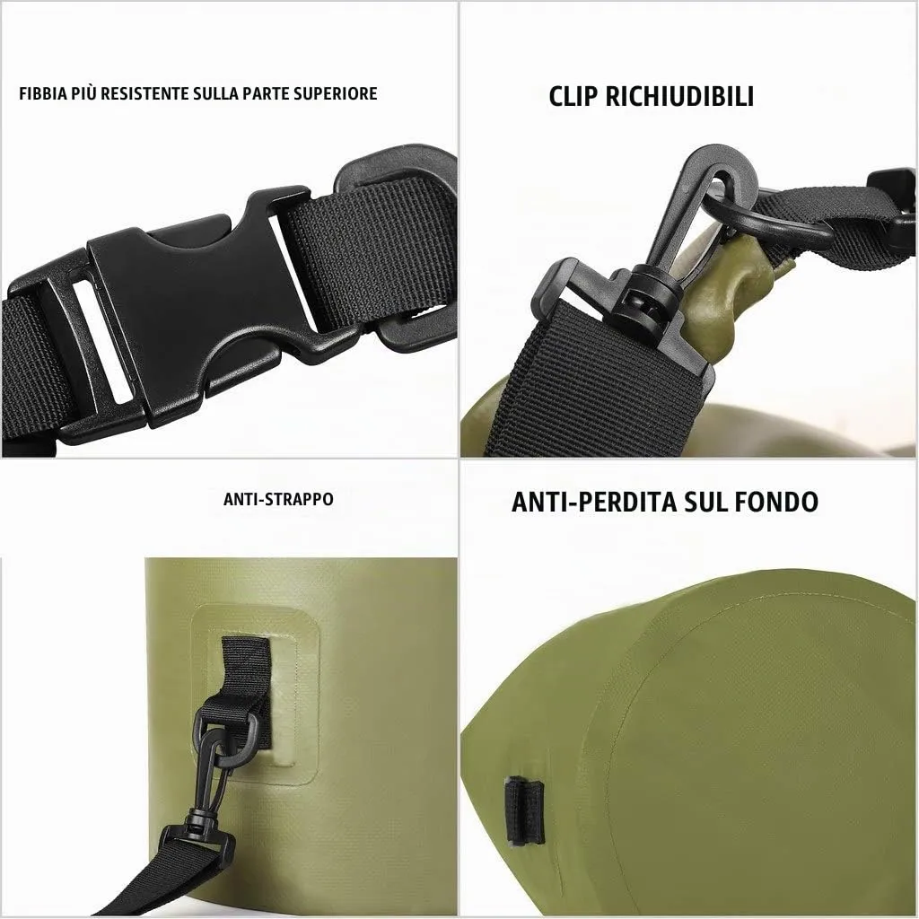 Unigear Borsa Impermeabile per Escursionismo, Kayak, Pesca e Campeggio, 2L, Verde Militare - immagine 4