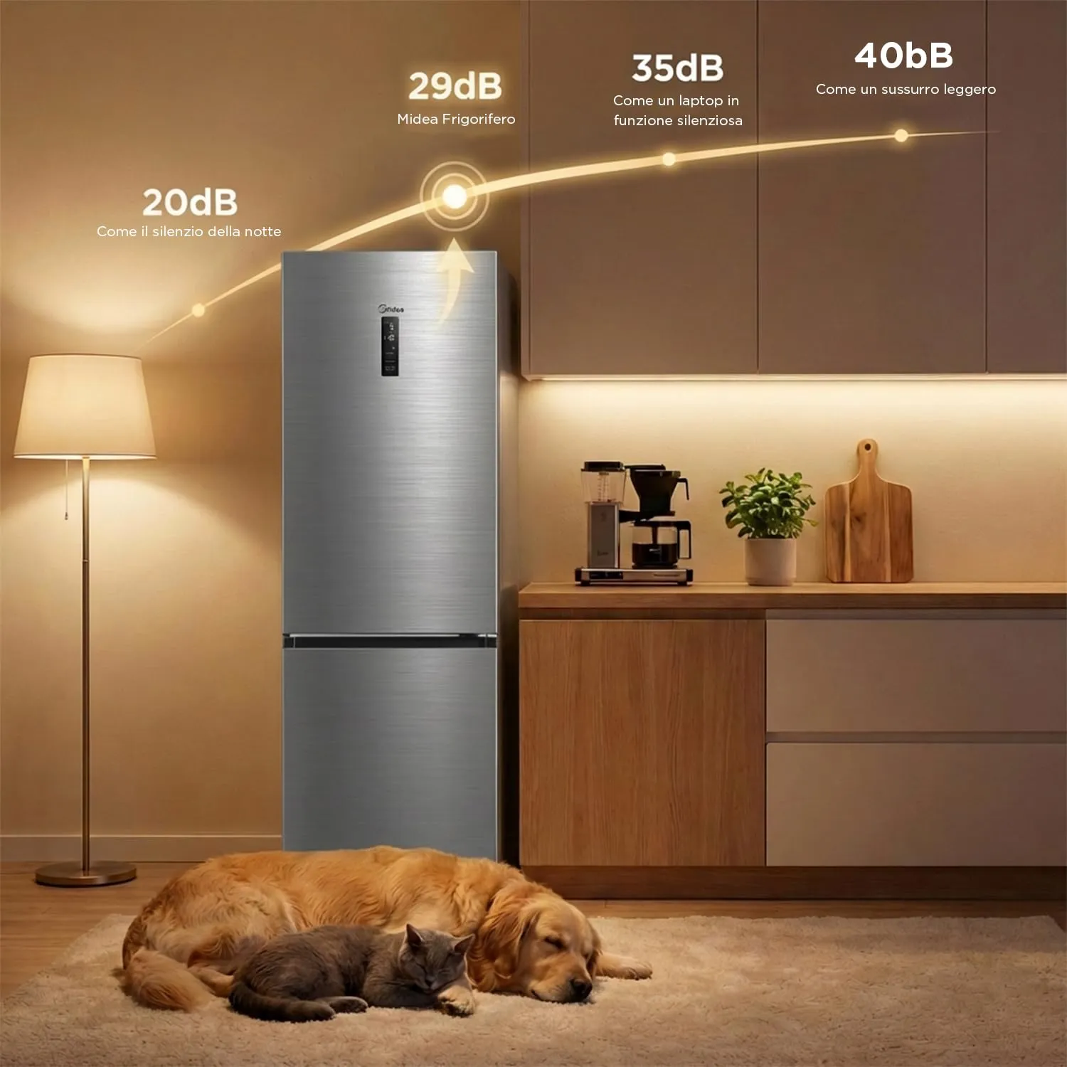 Midea Frigorifero Combinato Total No Frost 378L Classe A MDRB521MGA46D Inox - immagine 4