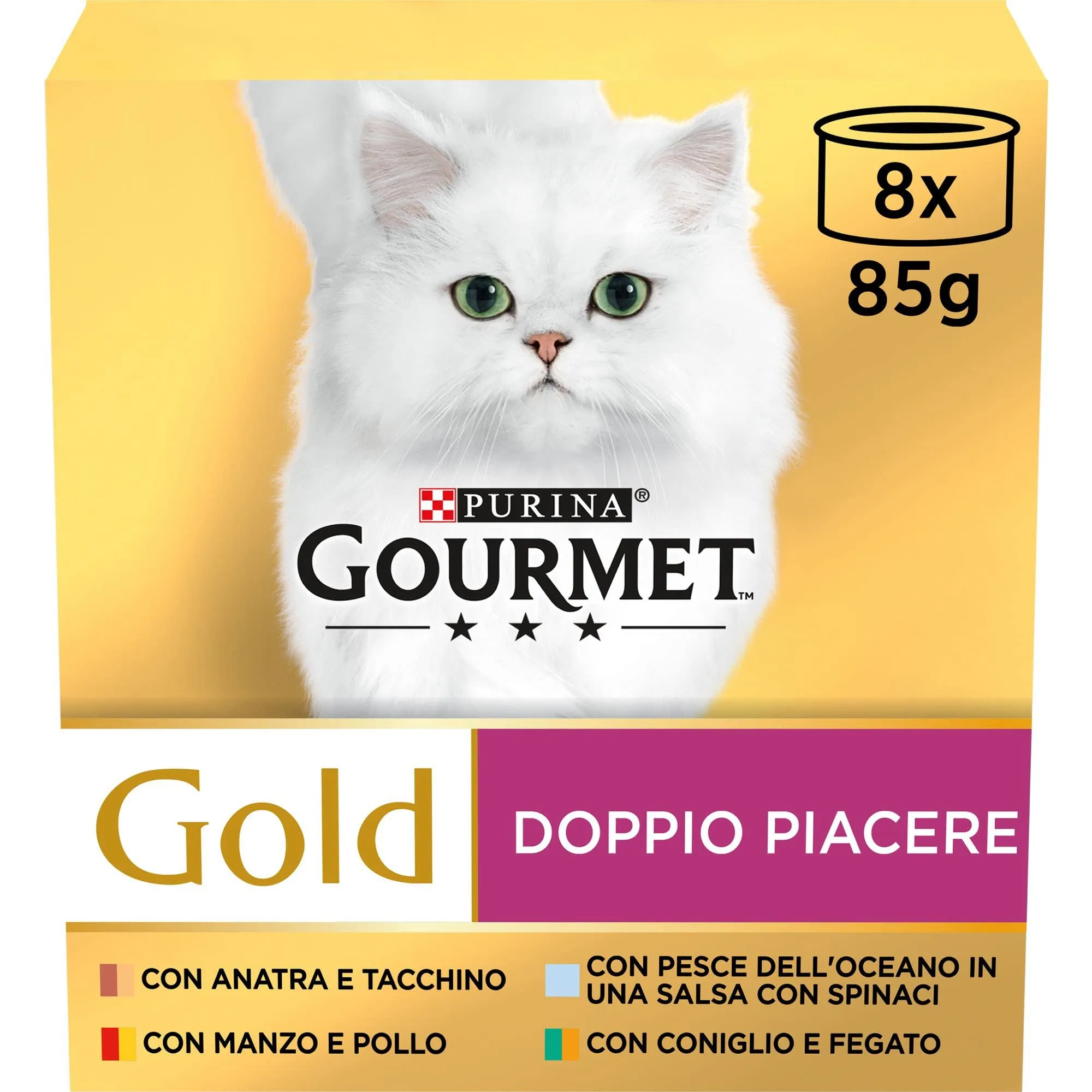 Gourmet Gold Doppio Piacere Cibo Umido per Gatti, 96 Lattine da 85g - immagine 1