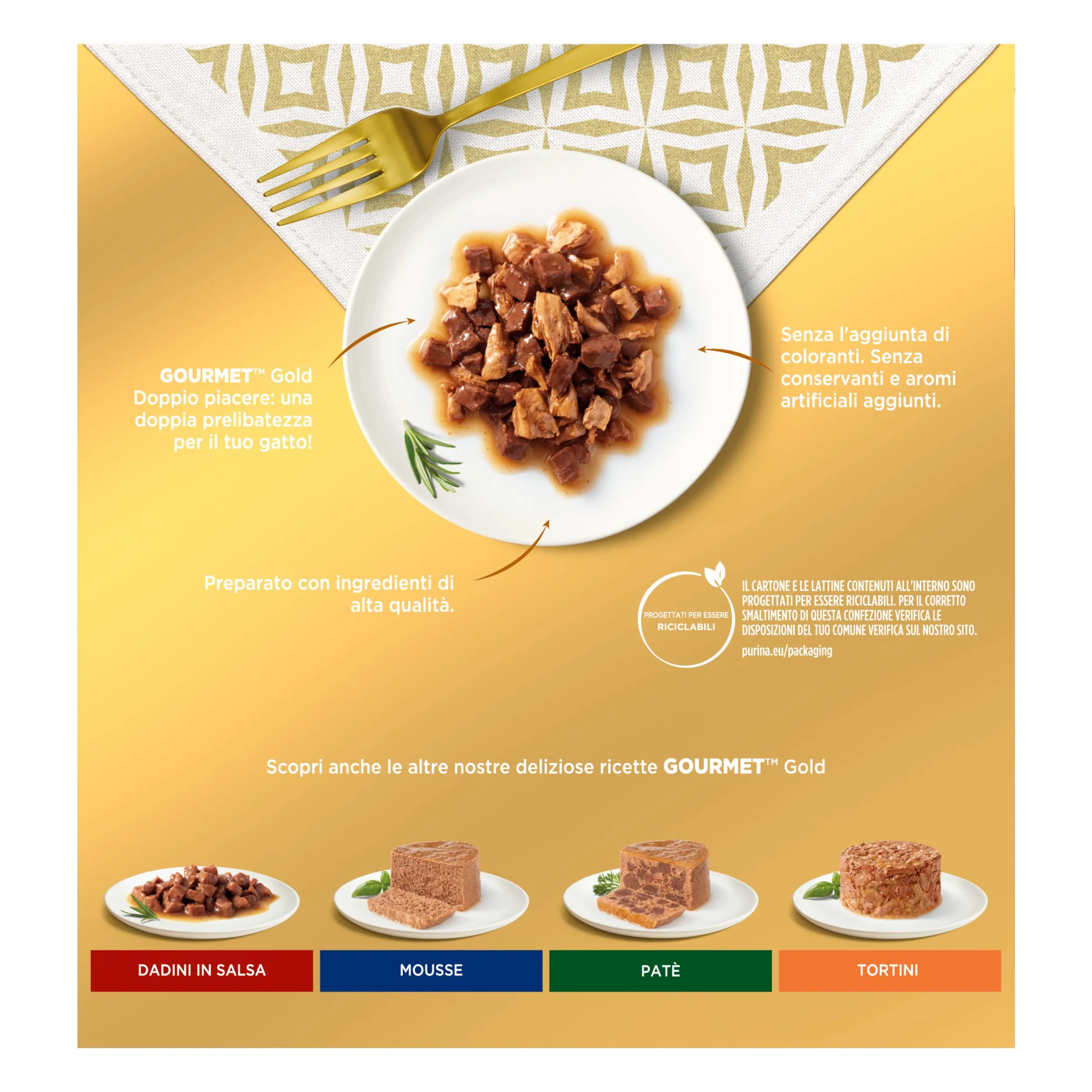 Gourmet Gold Doppio Piacere Cibo Umido per Gatti, 96 Lattine da 85g - immagine 3