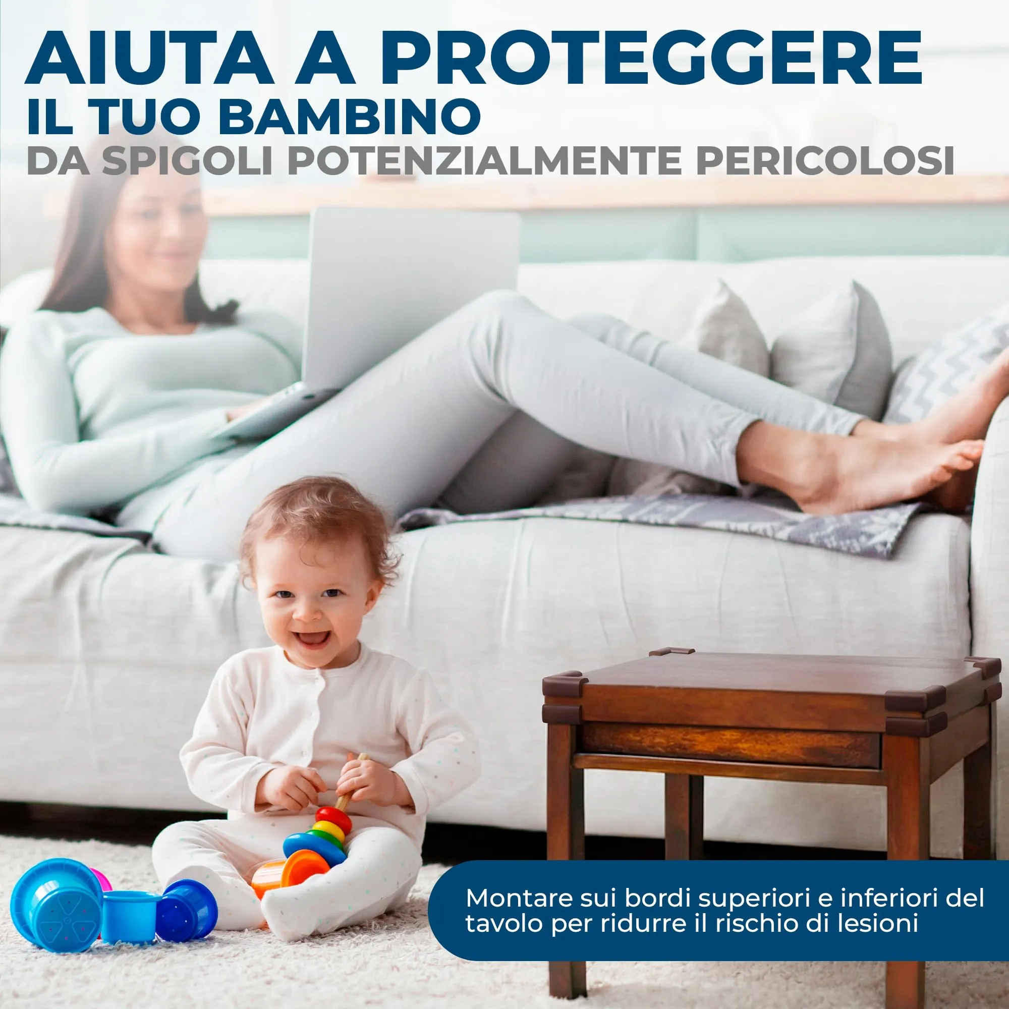 Hoffenbach Paraspigoli Angolari in Gomma per Bambini, 12 Pezzi, Marrone - immagine 2