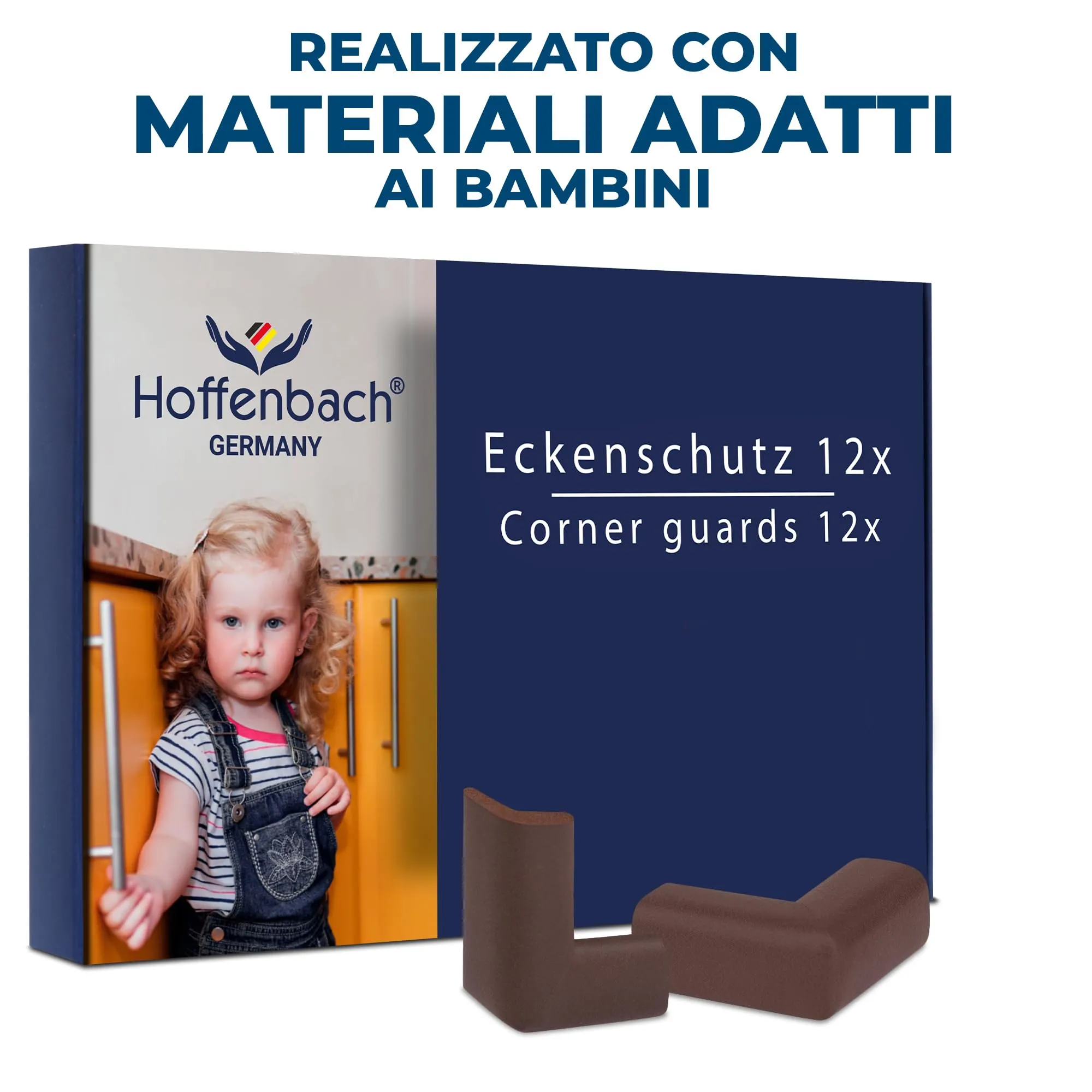 Hoffenbach Paraspigoli Angolari in Gomma per Bambini, 12 Pezzi, Marrone - immagine 8