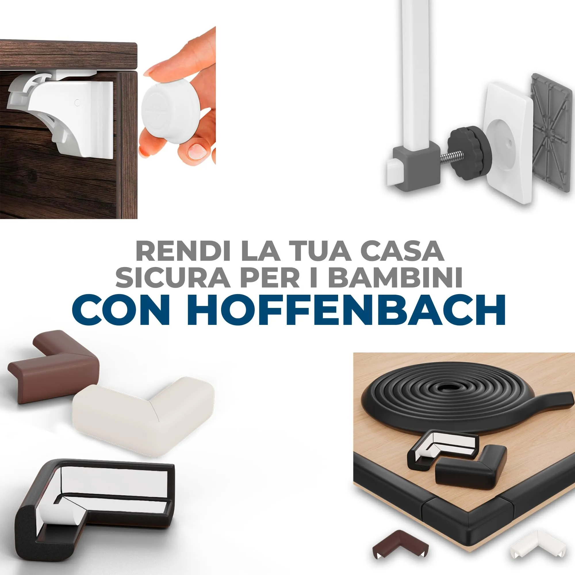 Hoffenbach Paraspigoli Angolari in Gomma per Bambini, 12 Pezzi, Marrone - immagine 9