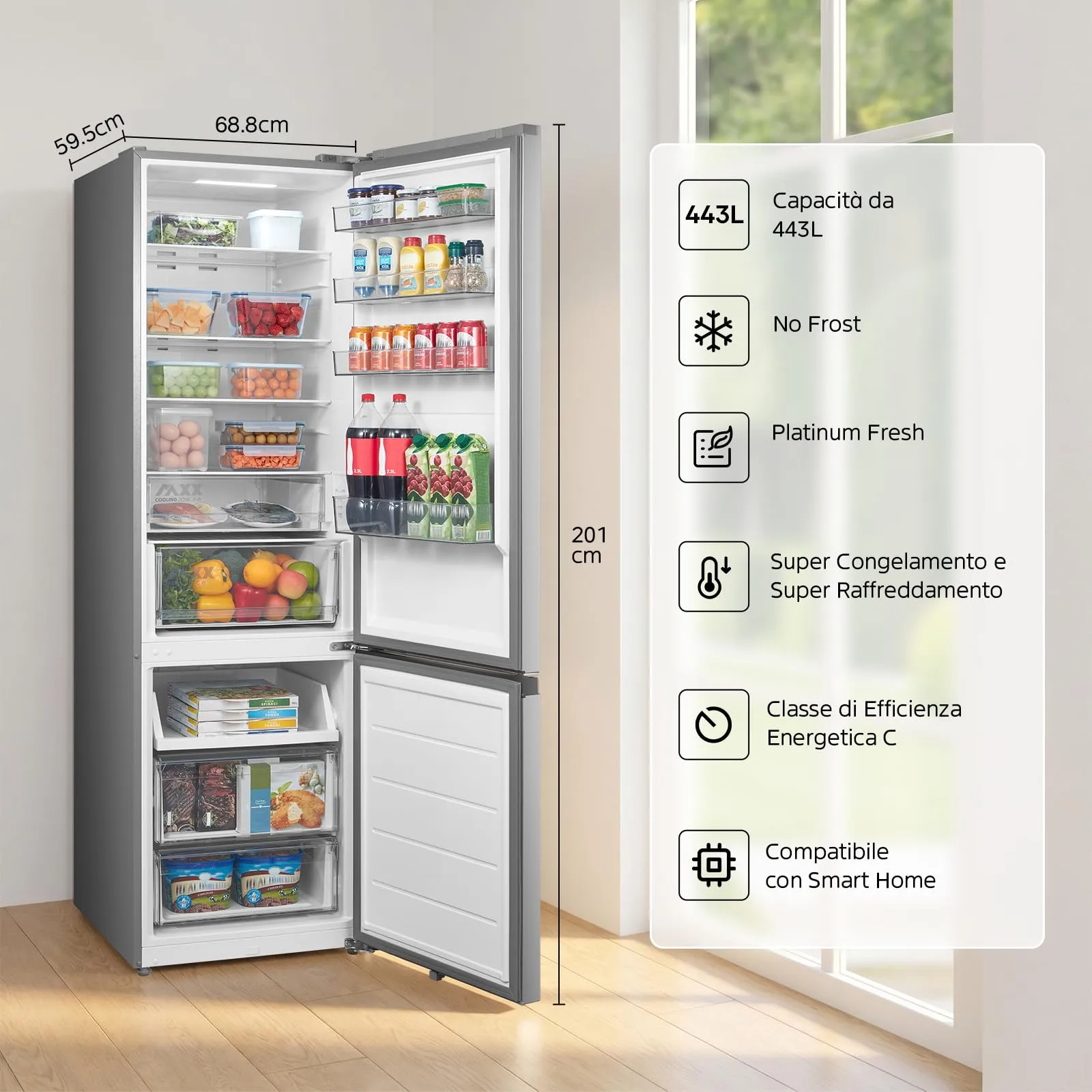 Midea Space Master No Frost Combinato 442L, MERB445MIC46 - immagine 2