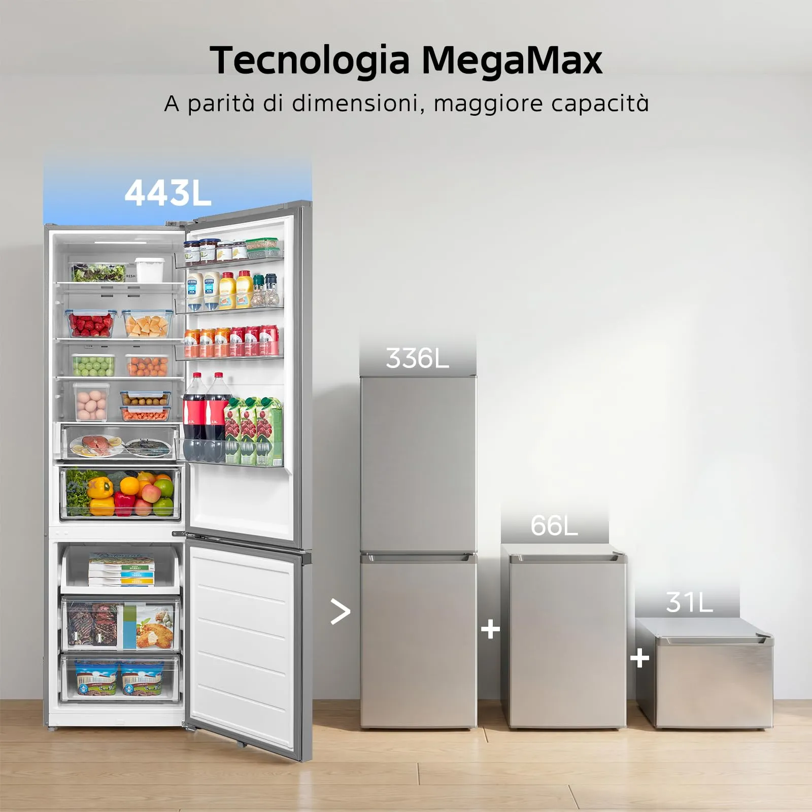 Midea Space Master No Frost Combinato 442L, MERB445MIC46 - immagine 3