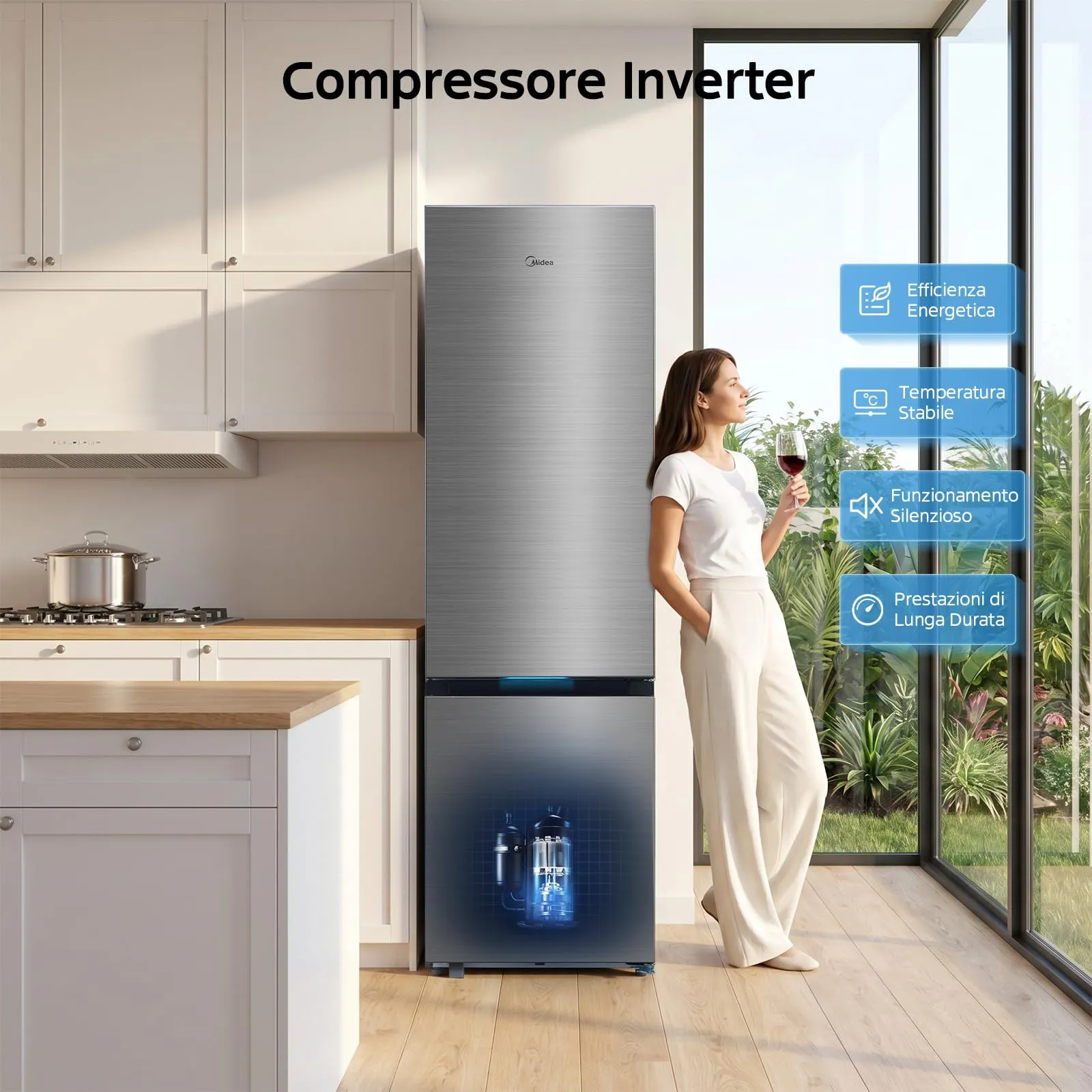 Midea Space Master No Frost Combinato 442L, MERB445MIC46 - immagine 4