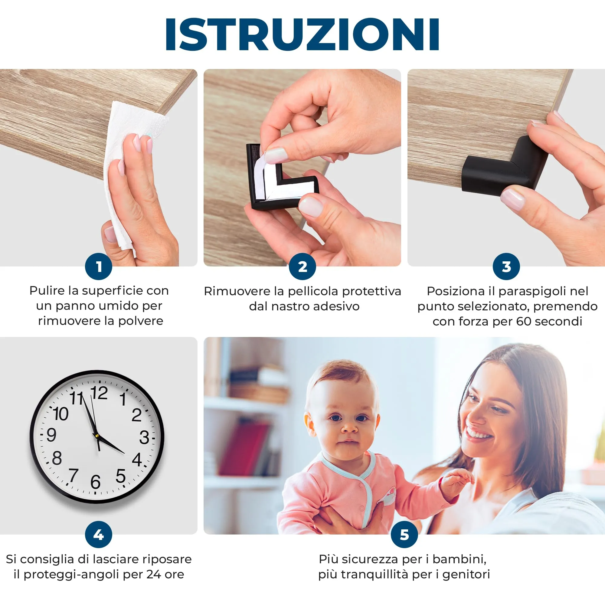 Hoffenbach Paraspigoli Angolari in Gomma per Bambini, 20 Pezzi, Nero - immagine 6