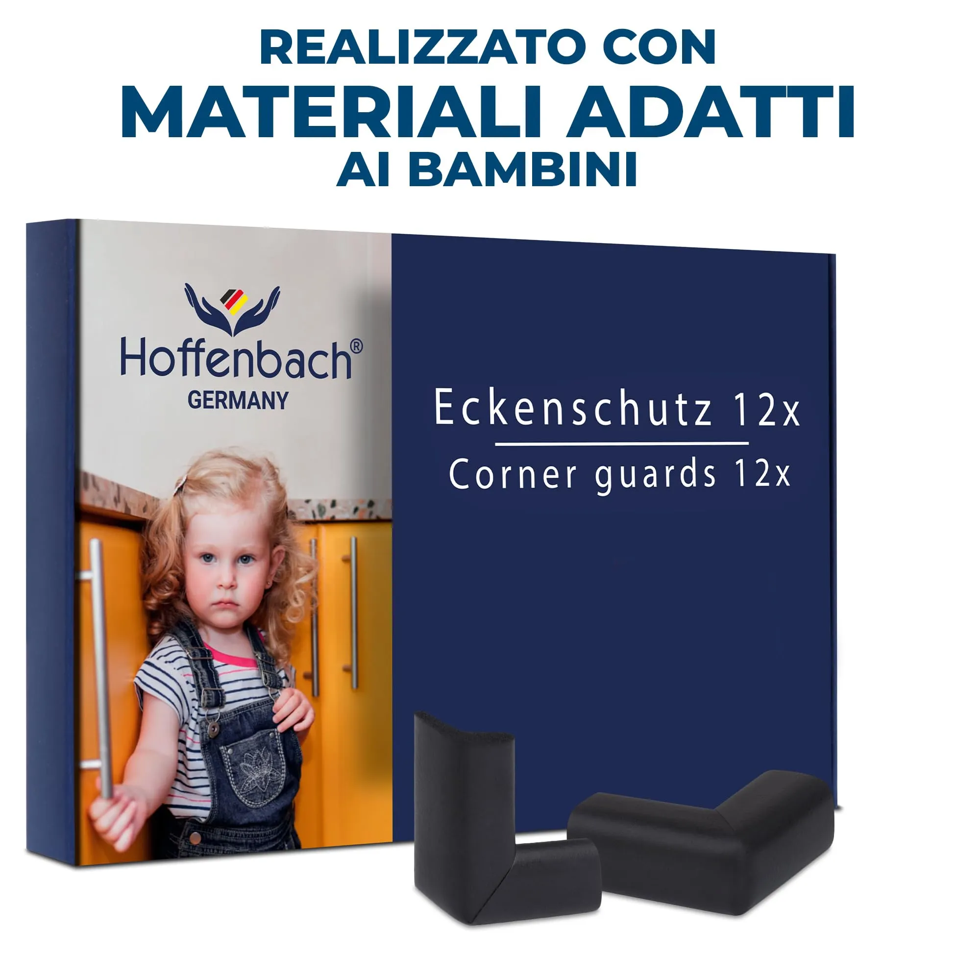 Hoffenbach Paraspigoli Angolari in Gomma per Bambini, 20 Pezzi, Nero - immagine 8