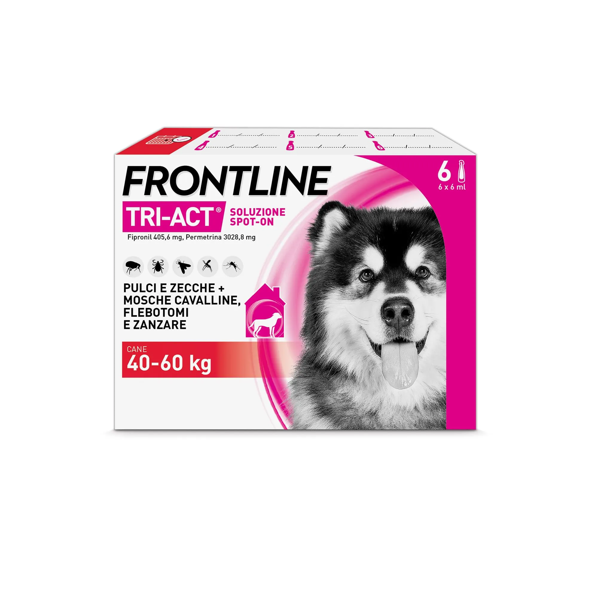 Frontline Tri-Act Antiparassitario Cani 40-60kg, 6 Pipette - immagine 1