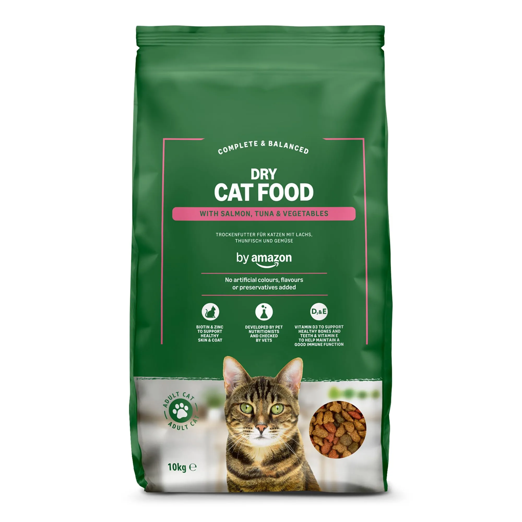 by Amazon Alimento secco completo per gatti adulti con salmone, tonno e verdure, 10 kg - immagine 1