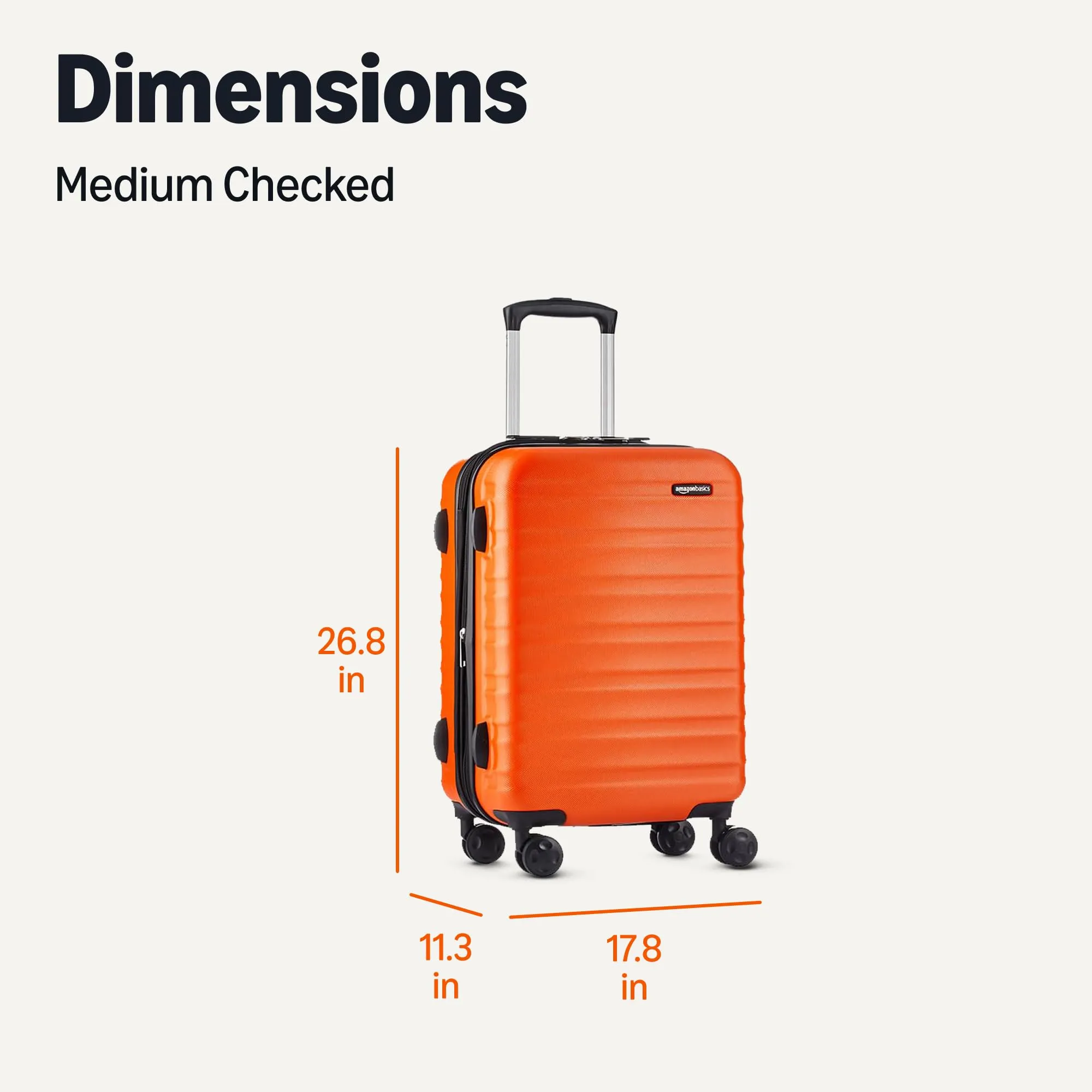 Amazon Basics Valigia Rigida Media Espandibile in ABS, 68 x 45,1 x 28,6 cm, Arancione Bruciato - immagine 6