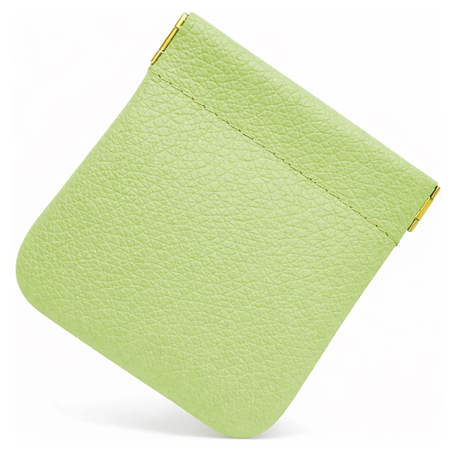 FAST WORLD SHOPPING Portamonete in Vera Pelle Made in Italy con Chiusura a Molla Snap (Verde Pistacchio) - immagine 1
