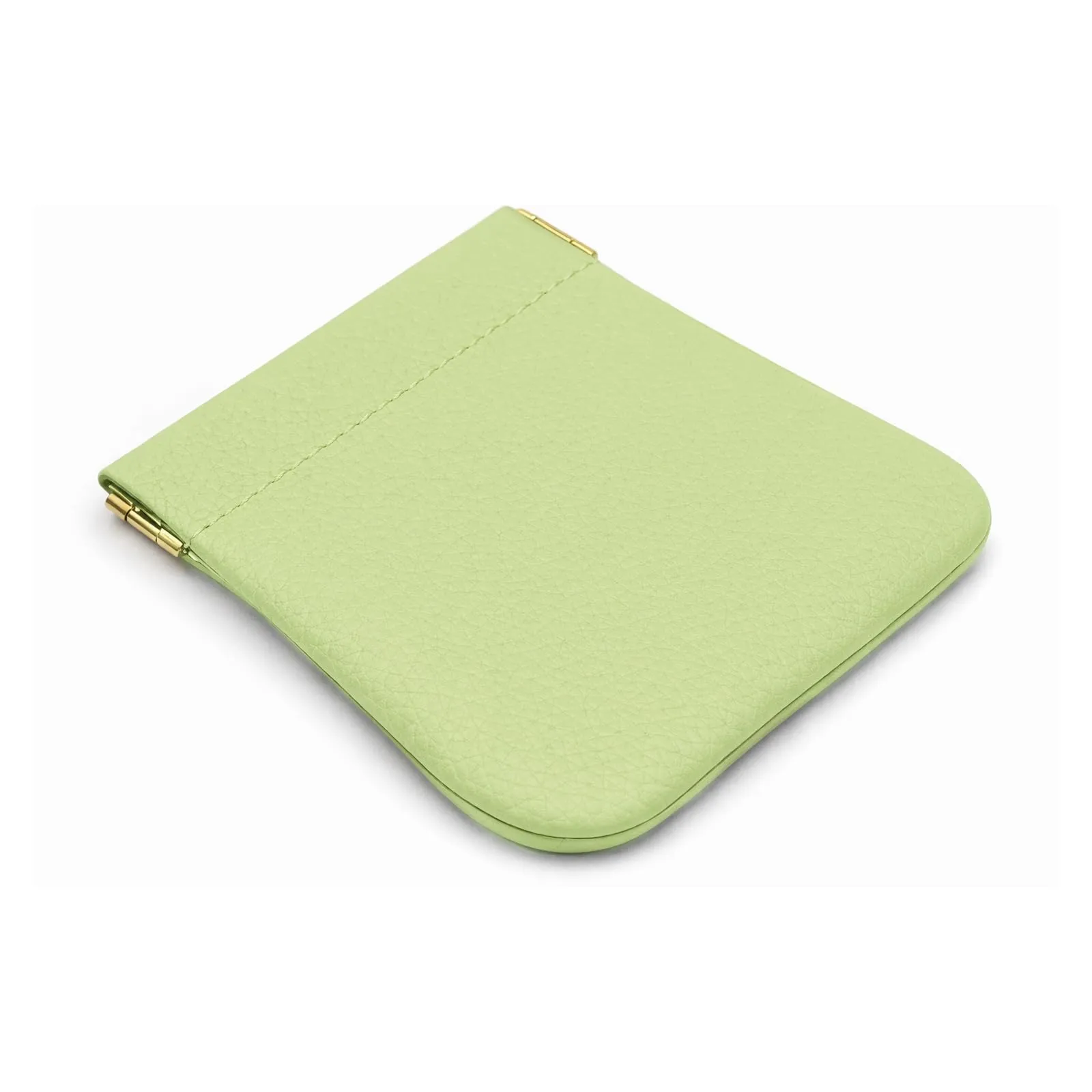 FAST WORLD SHOPPING Portamonete in Vera Pelle Made in Italy con Chiusura a Molla Snap (Verde Pistacchio) - immagine 4
