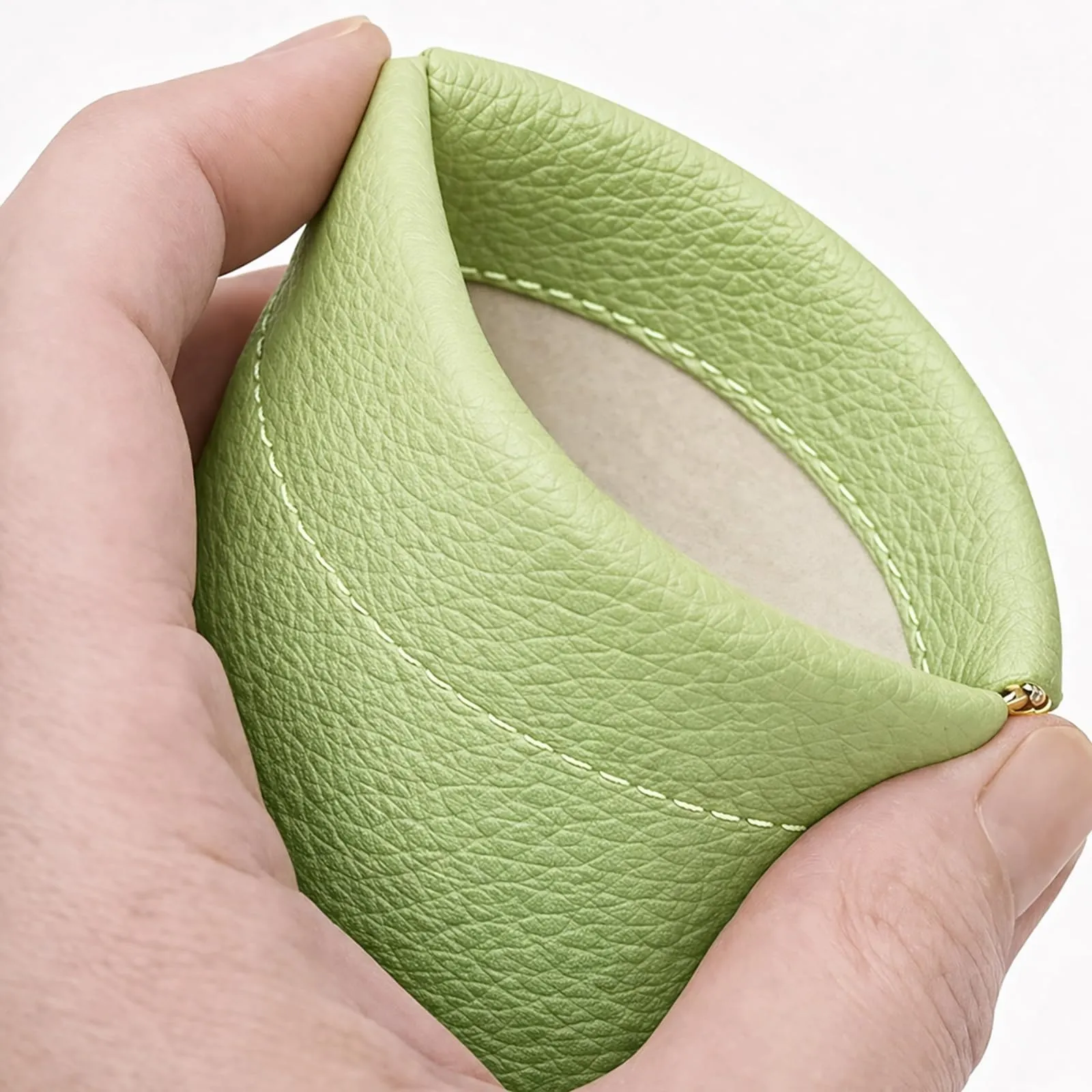 FAST WORLD SHOPPING Portamonete in Vera Pelle Made in Italy con Chiusura a Molla Snap (Verde Pistacchio) - immagine 6