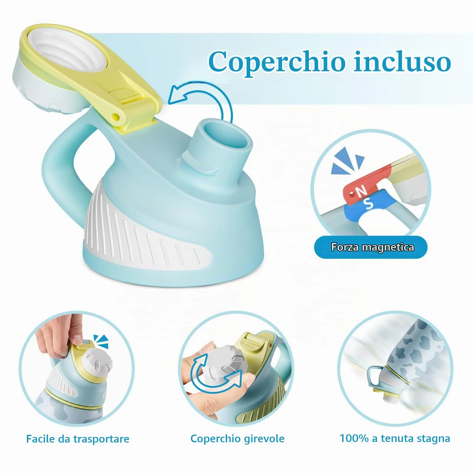 Fjbottle Borraccia sportiva in acciaio inox, 1 l, con coperchio magnetico - immagine 2