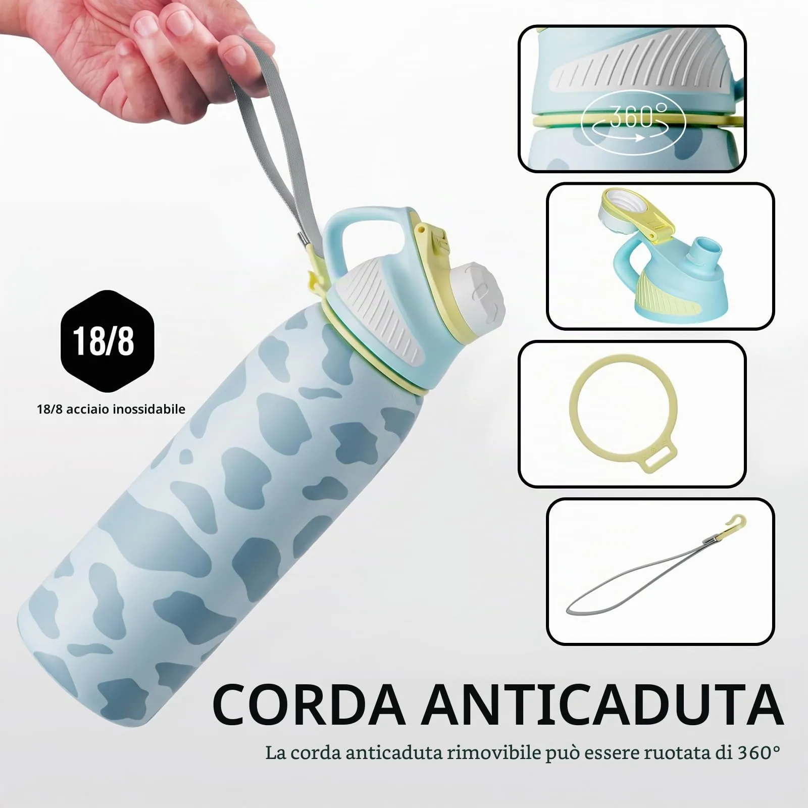 Fjbottle Borraccia sportiva in acciaio inox, 1 l, con coperchio magnetico - immagine 3