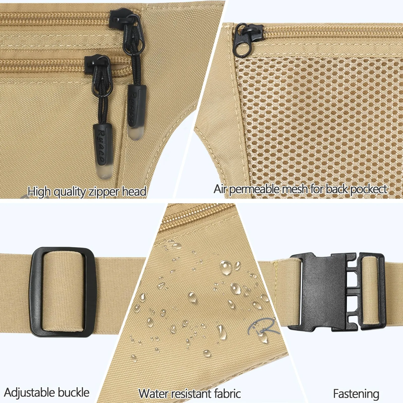 Ryaco Cintura Porta Soldi da Viaggio Sottile con Blocco RFID, Marsupio - immagine 2