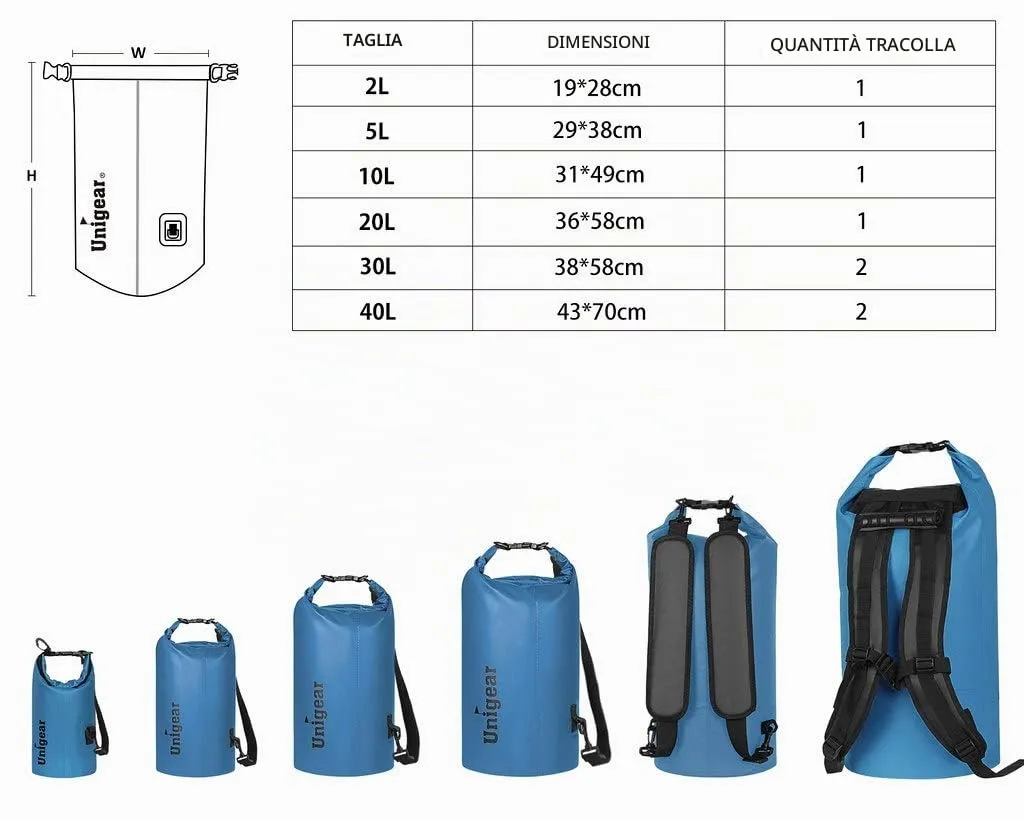 Unigear Borsa Impermeabile 5L Cielo Blu con Custodia Impermeabile per Telefono - immagine 5