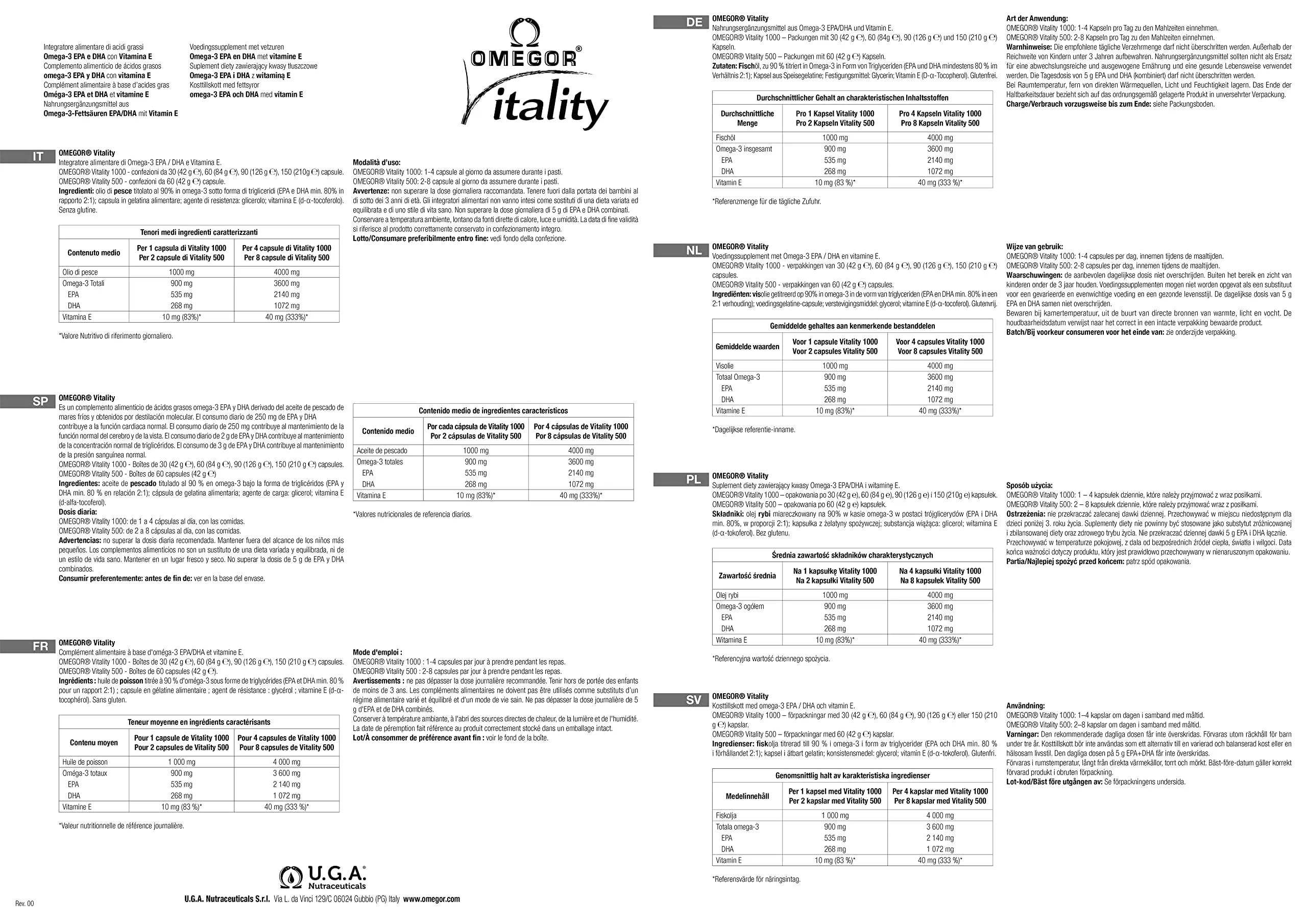 Omegor Vitality 1000 Omega 3 - EPA 535mg e DHA 268mg - 60 Capsule - immagine 8