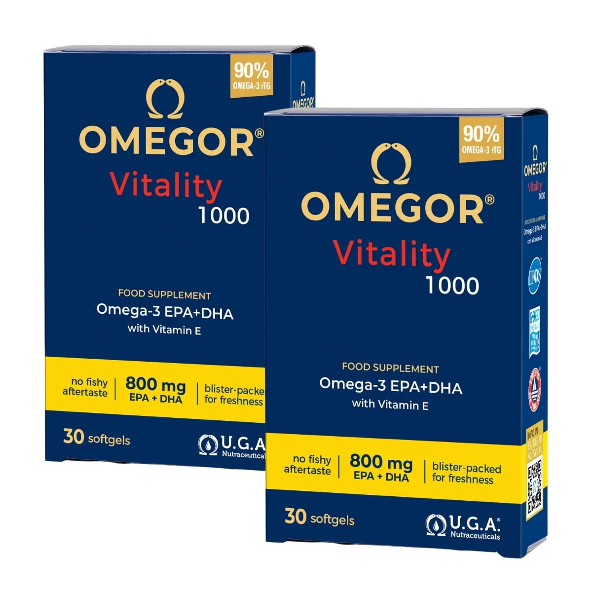 Omegor Omega 3 Olio di Pesce 535mg EPA e 268mg DHA, 30 cps (2 Confezioni) - immagine 1