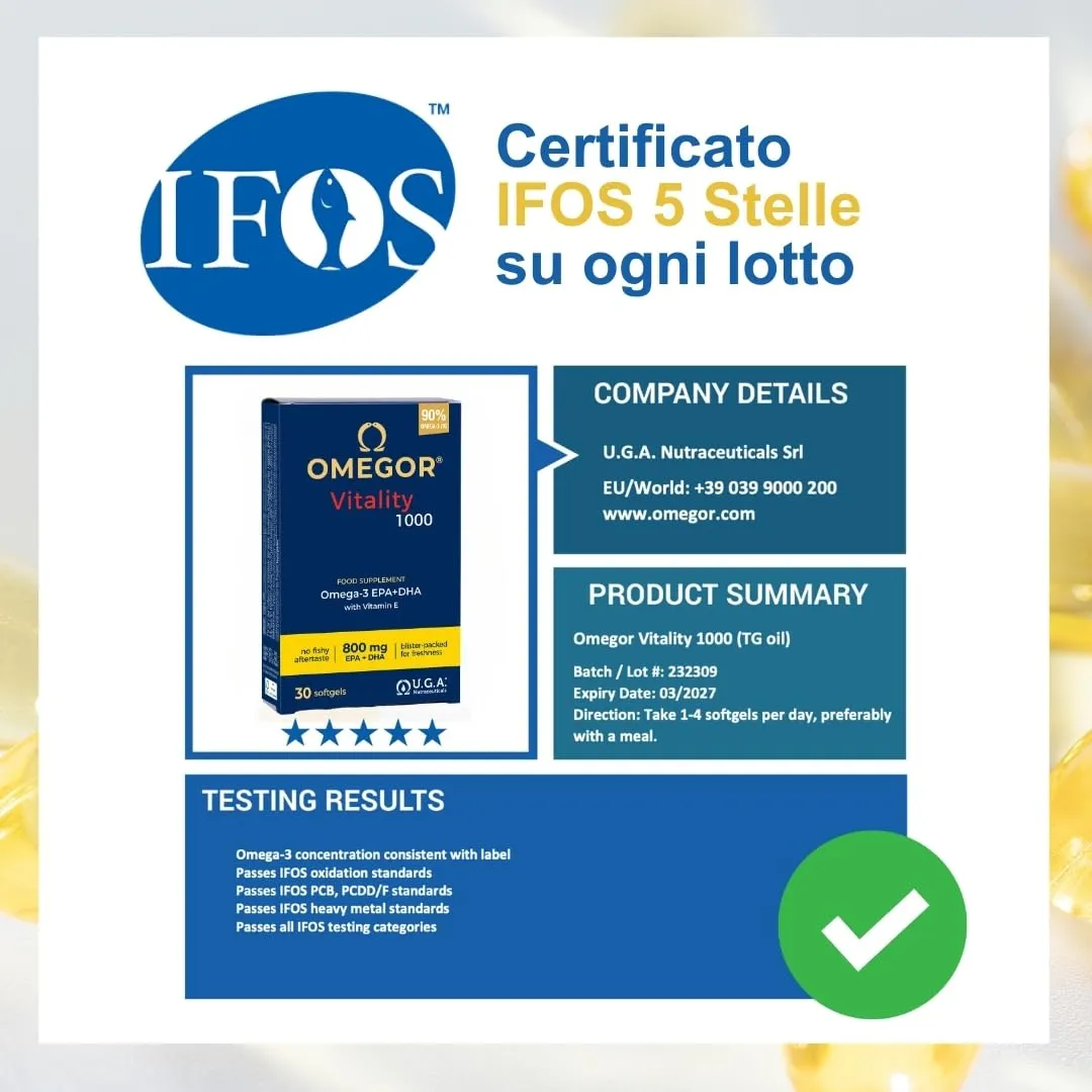 Omegor Omega 3 Olio di Pesce 535mg EPA e 268mg DHA, 30 cps (2 Confezioni) - immagine 3