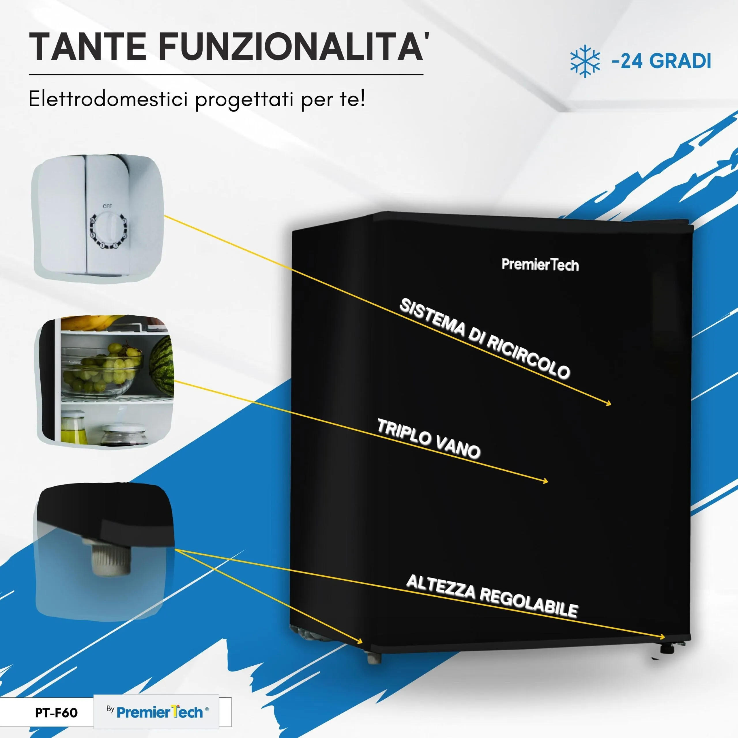 PremierTech Mini Frigo 58 Litri Nero PT-F60B - immagine 6