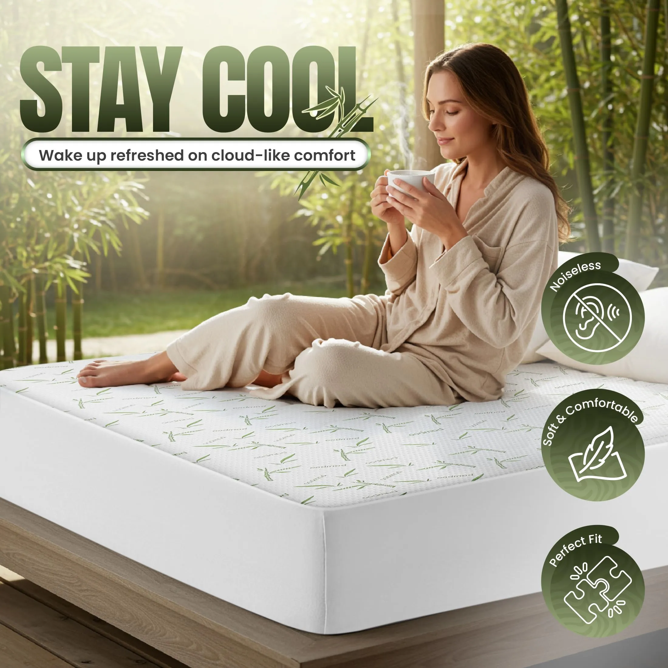 Utopia Bedding Coprimaterasso Impermeabile in Viscosa, California King, Oeko-Tex Certified - immagine 5
