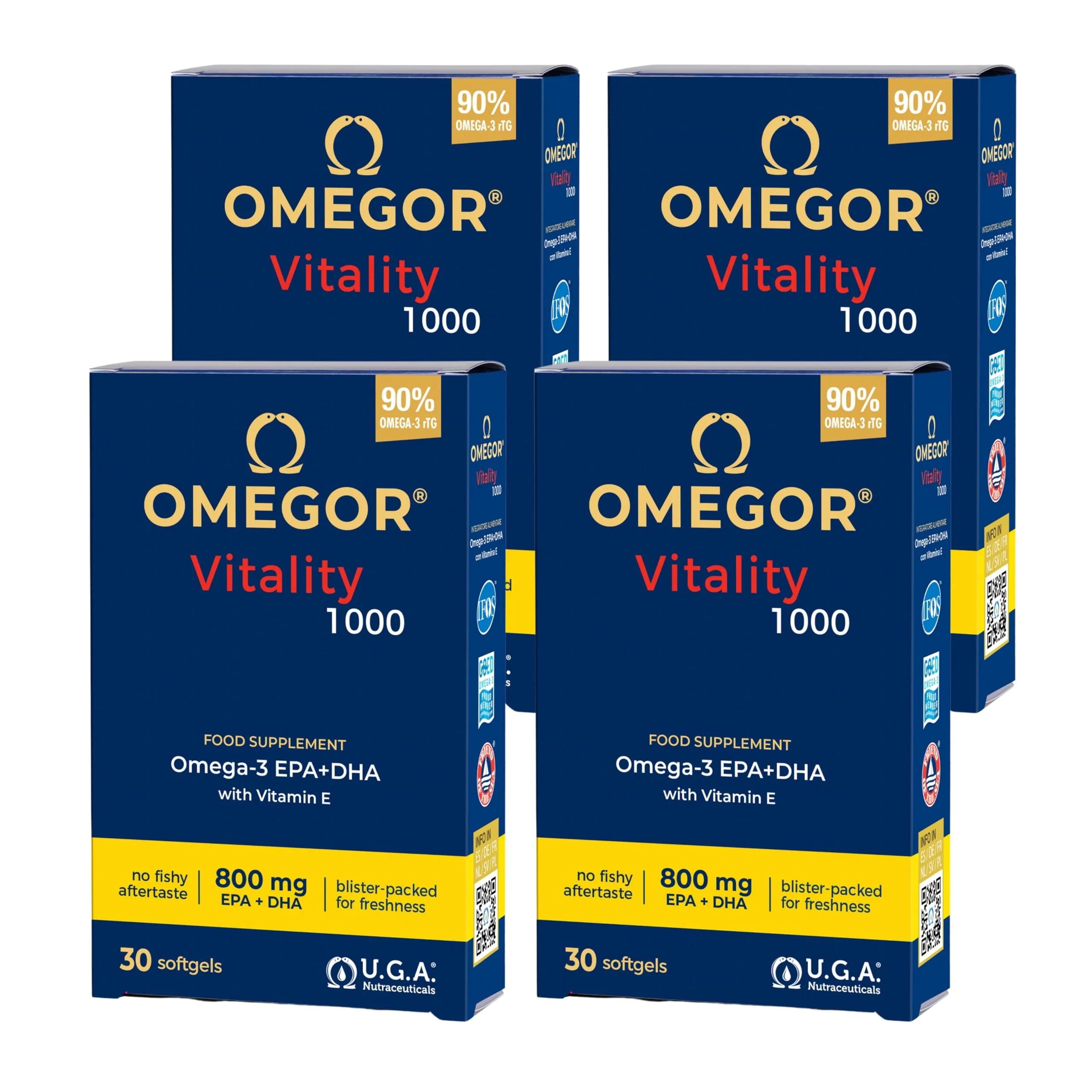 Omegor Vitality 1000 Omega 3, 30 capsule (4 confezioni) - immagine 1