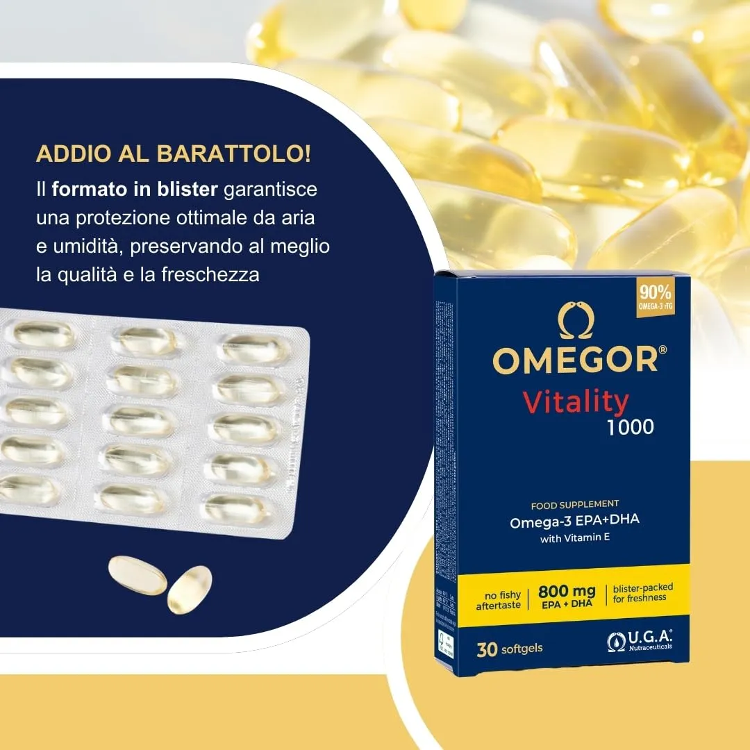 Omegor Vitality 1000 Omega 3, 30 capsule (4 confezioni) - immagine 6