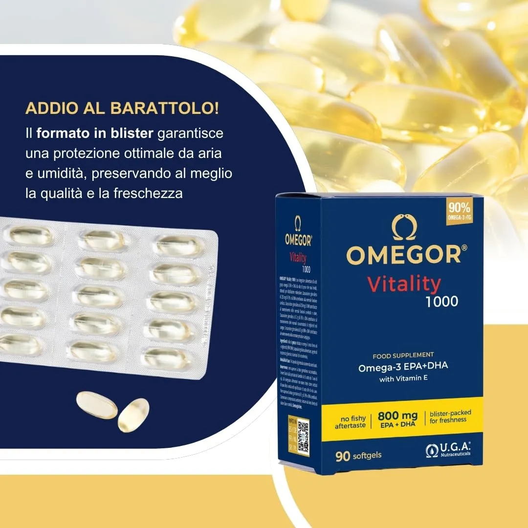 Omegor Vitality 1000 Omega 3 Olio di Pesce 1000mg, 90 capsule - immagine 4