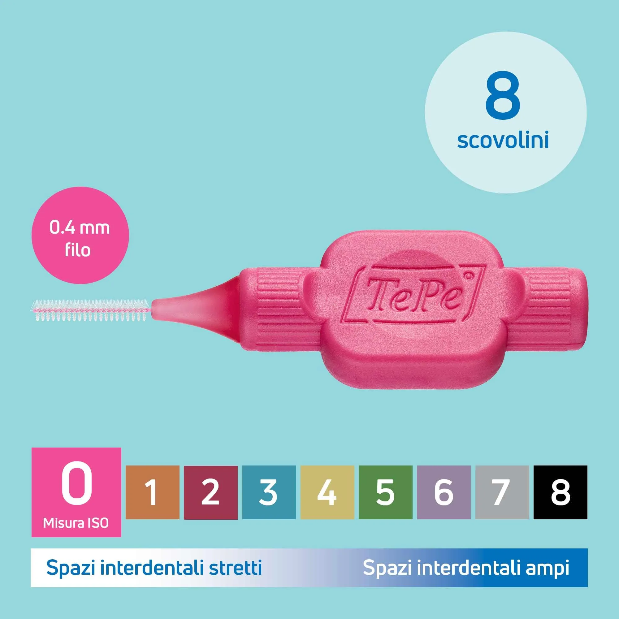 TePe Original Scovolini Interdentali, Rosa, 0.4mm, 8 pezzi - immagine 3