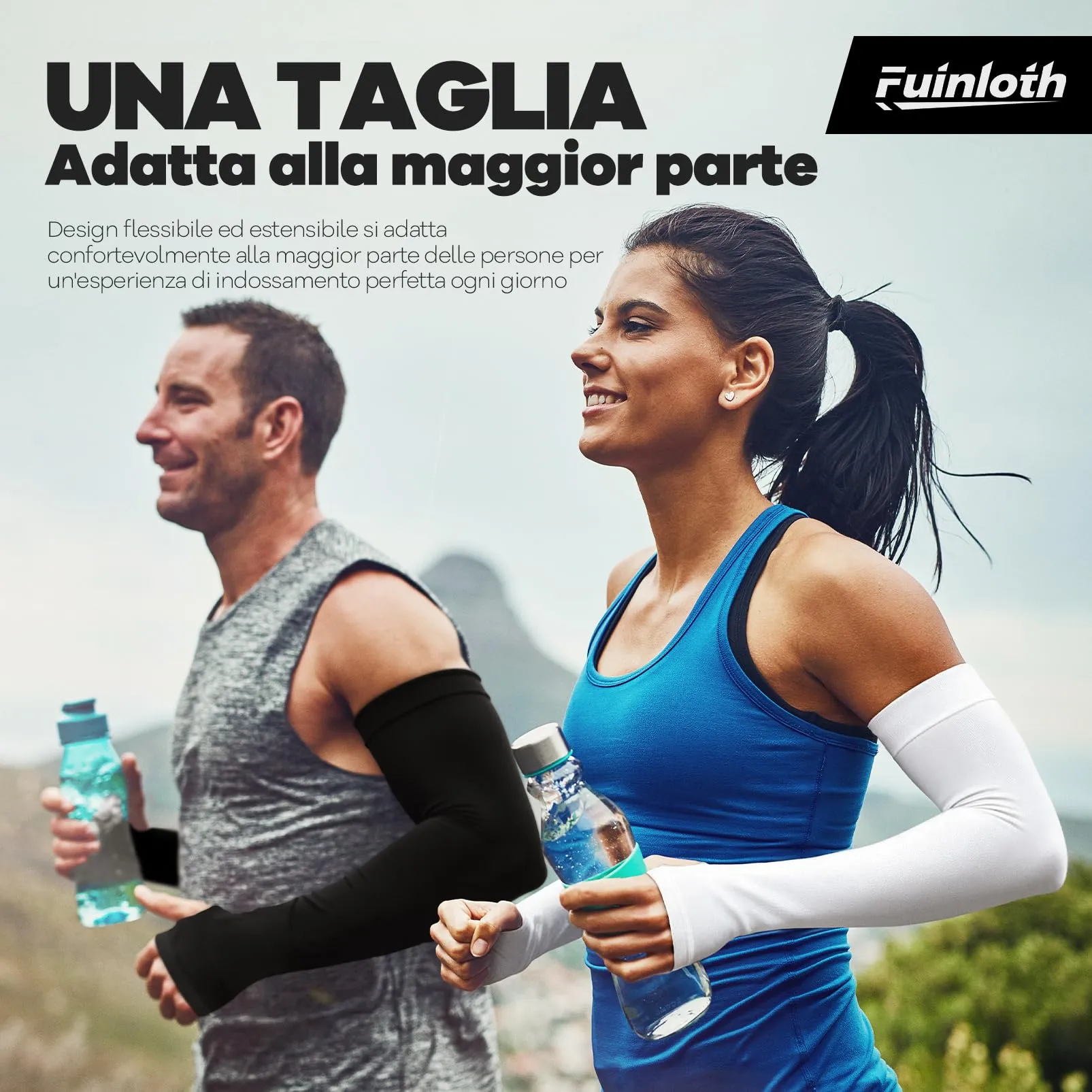 fuinloth Manicotti con foro per pollice per Uomo e Donna, Nero+Bianco+Grigio scuro+Blu scuro, 4 Paia - immagine 6