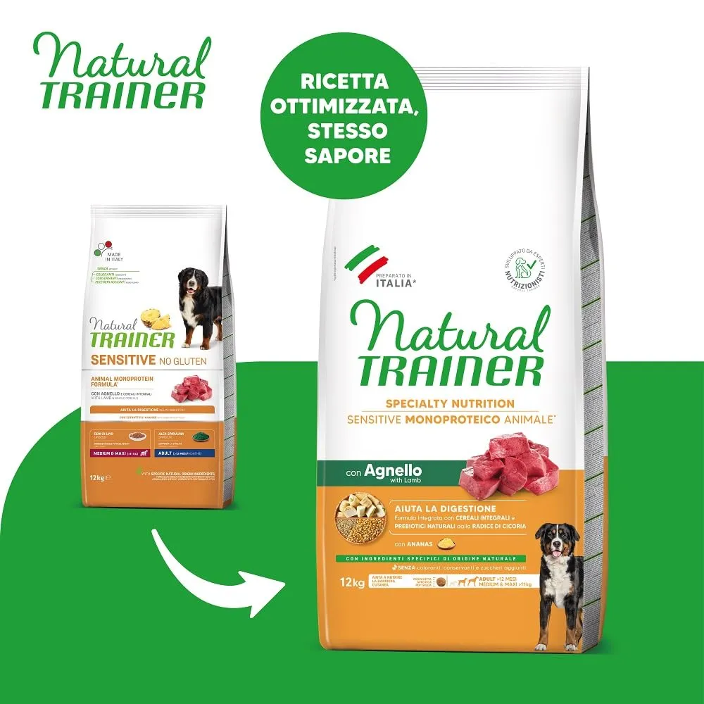 Trainer Sensitive No Gluten Adult con Agnello e Cereali Integrali, 12 kg - immagine 2