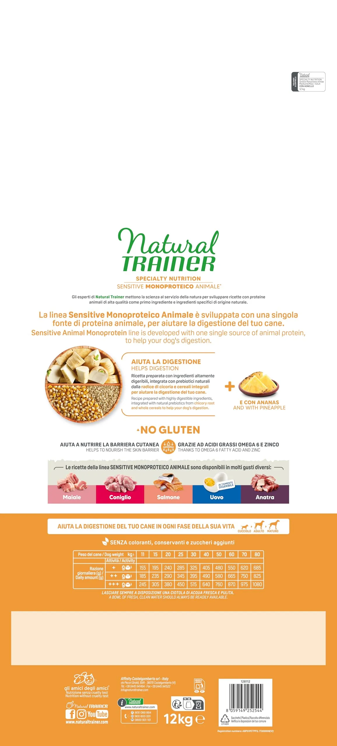 Trainer Sensitive No Gluten Adult con Agnello e Cereali Integrali, 12 kg - immagine 3