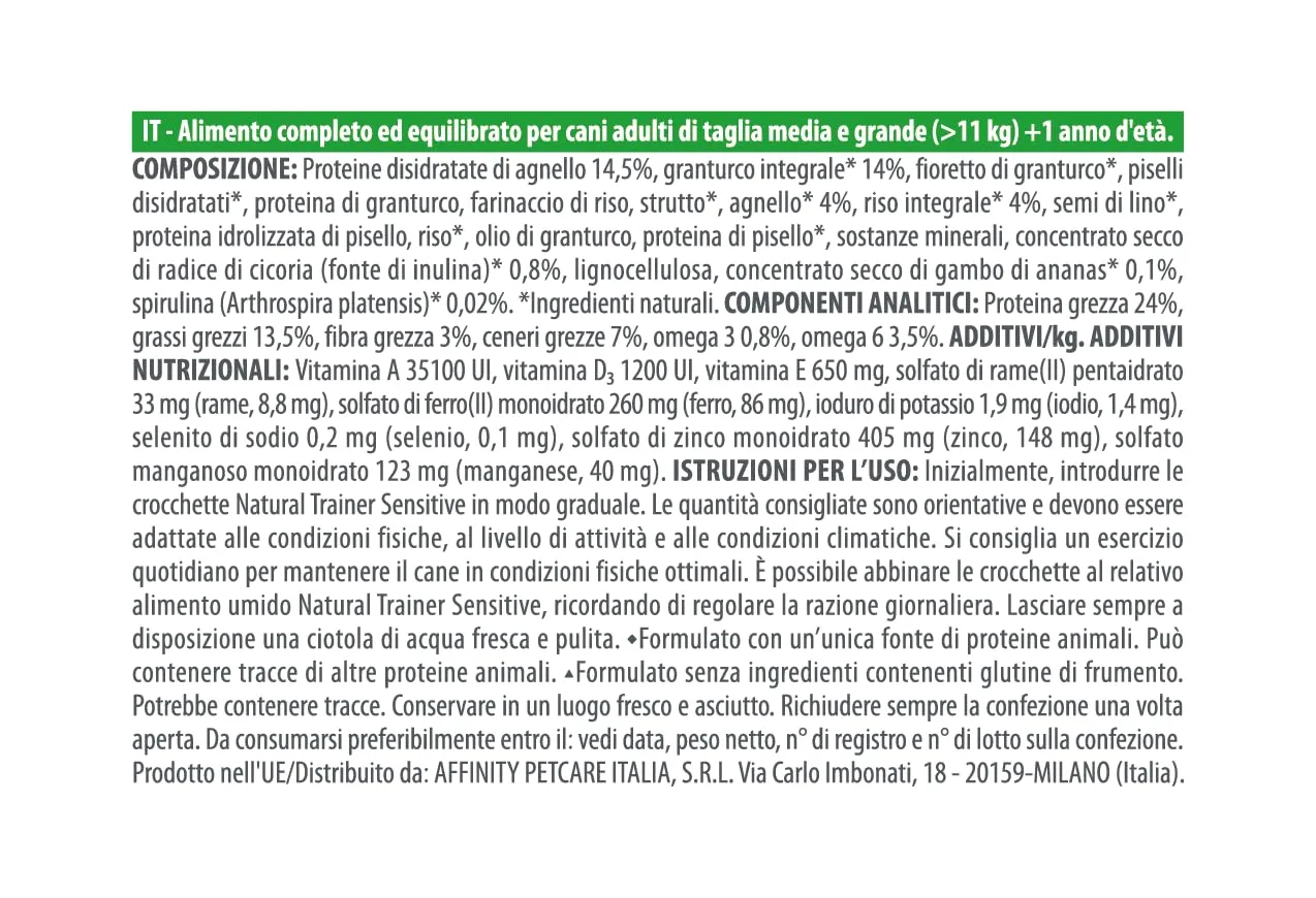 Trainer Sensitive No Gluten Adult con Agnello e Cereali Integrali, 12 kg - immagine 4