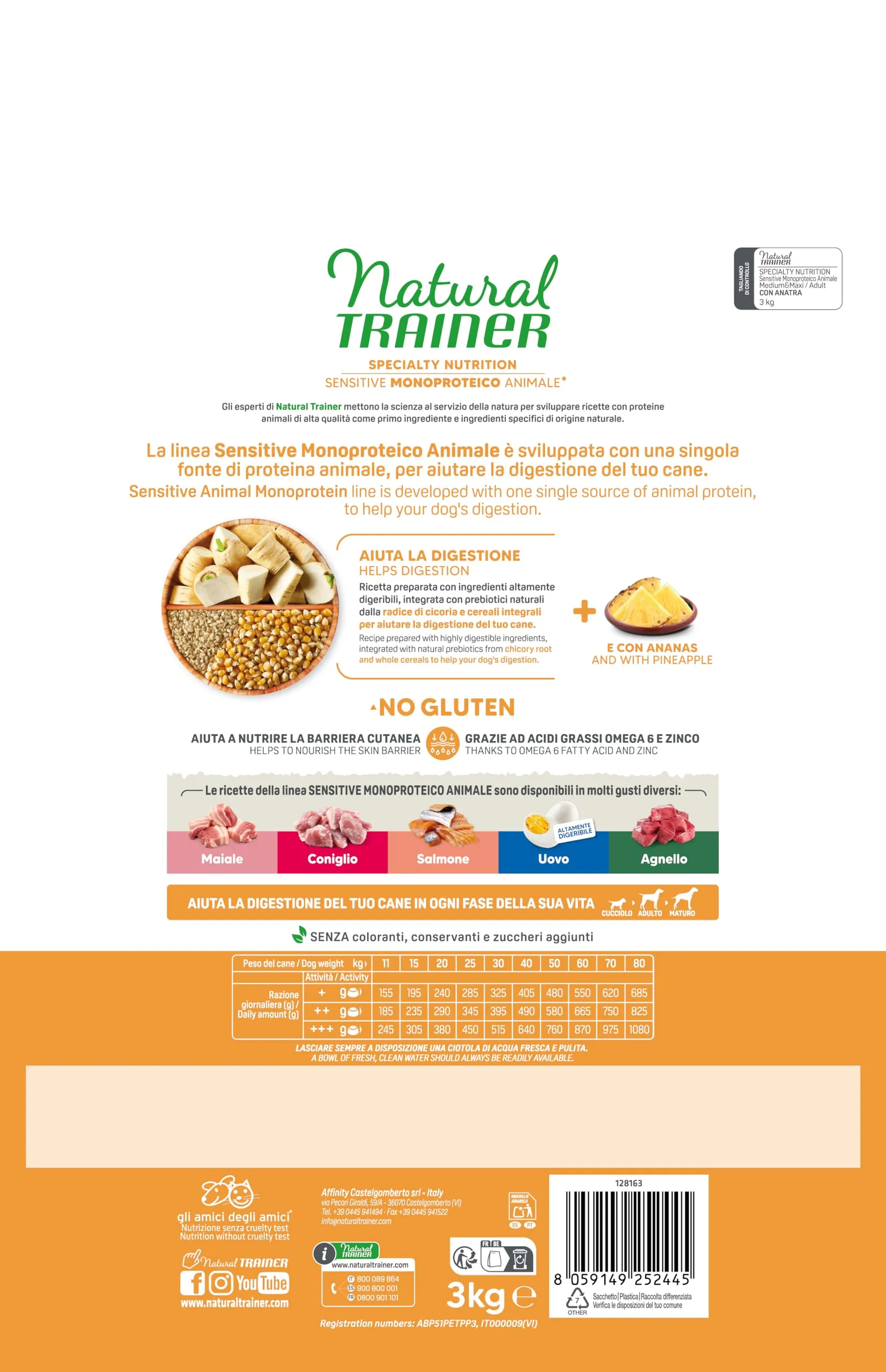 Trainer Natural Sensitive No Gluten Cibo per Cani Adulti con Anatra - 3kg - immagine 3
