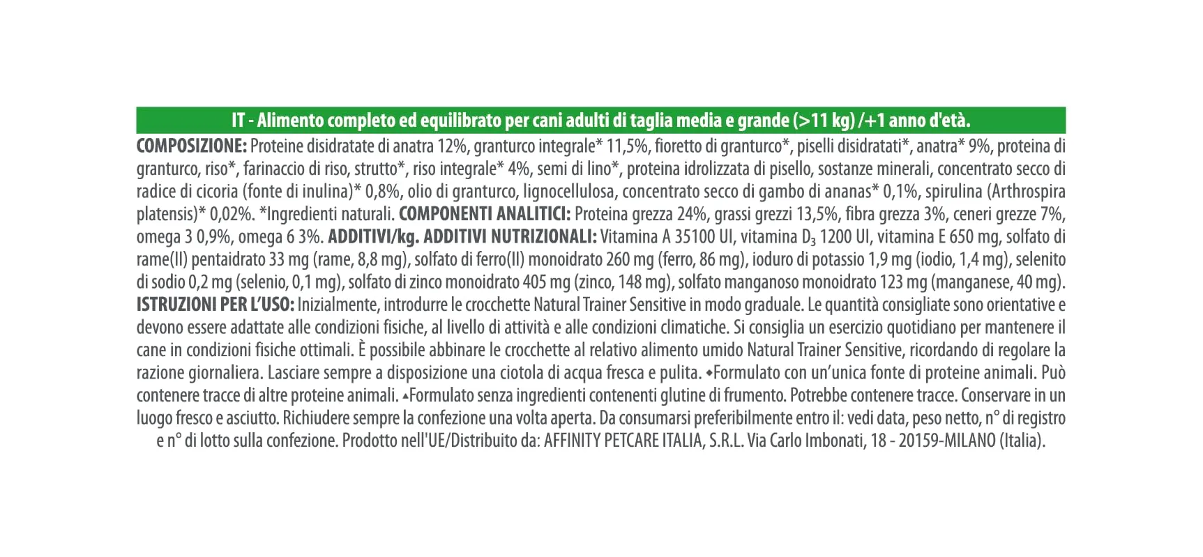 Trainer Natural Sensitive No Gluten Cibo per Cani Adulti con Anatra - 3kg - immagine 4