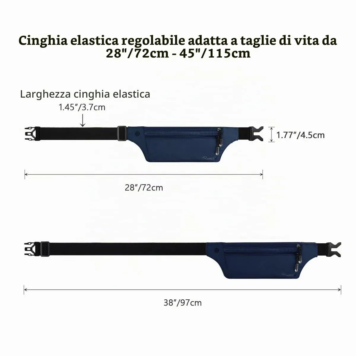 Ryaco Cintura Portasoldi Nascosta RFID Impermeabile per Uomo e Donna - immagine 4