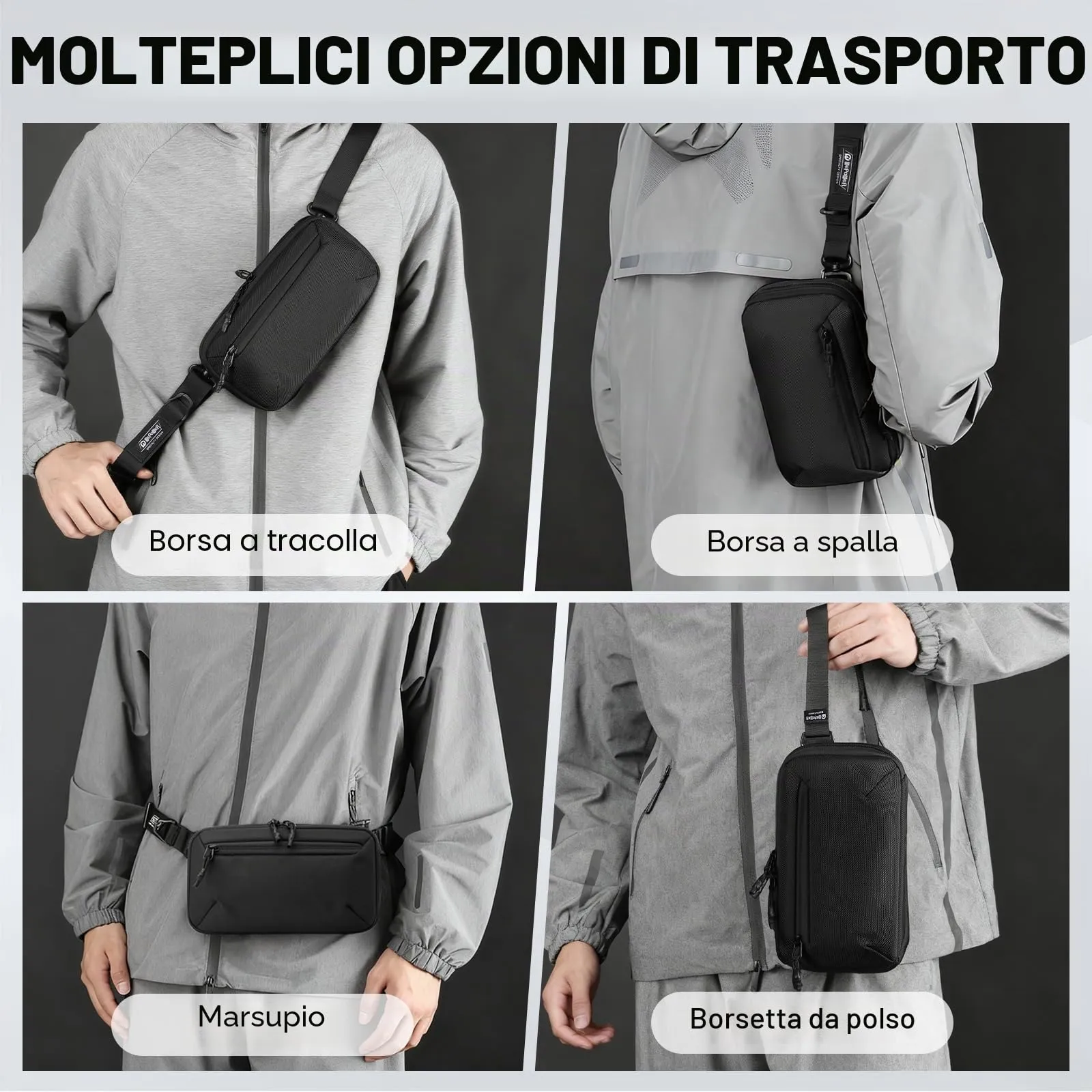 Aucuu Zaino Monospalla Sling Bag per Uomo, Borsa a Tracolla Sportiva per Ciclismo, Trekking e Viaggio - immagine 7