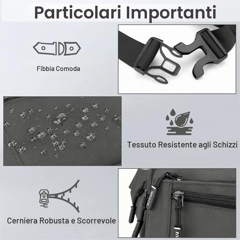 Aucuu Marsupio Impermeabile in Tessuto Oxford per Uomo e Donna, Sportivo e Regolabile per Ciclismo Running Escursionismo Trekking - immagine 4