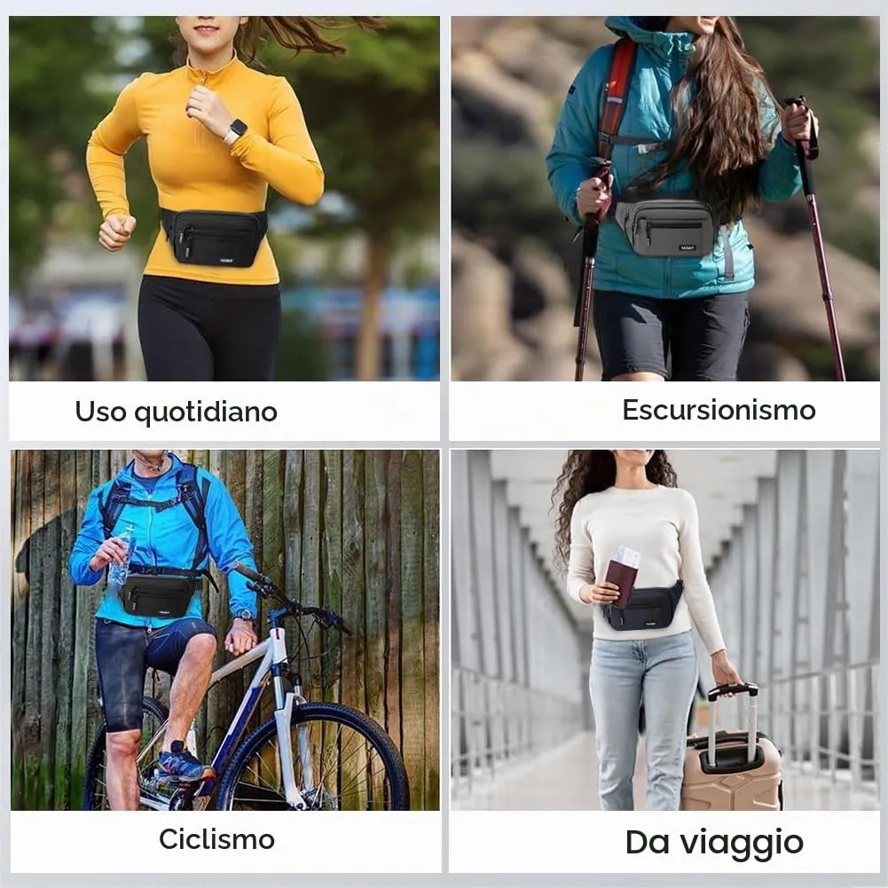 Aucuu Marsupio Impermeabile in Tessuto Oxford per Uomo e Donna, Sportivo e Regolabile per Ciclismo Running Escursionismo Trekking - immagine 7