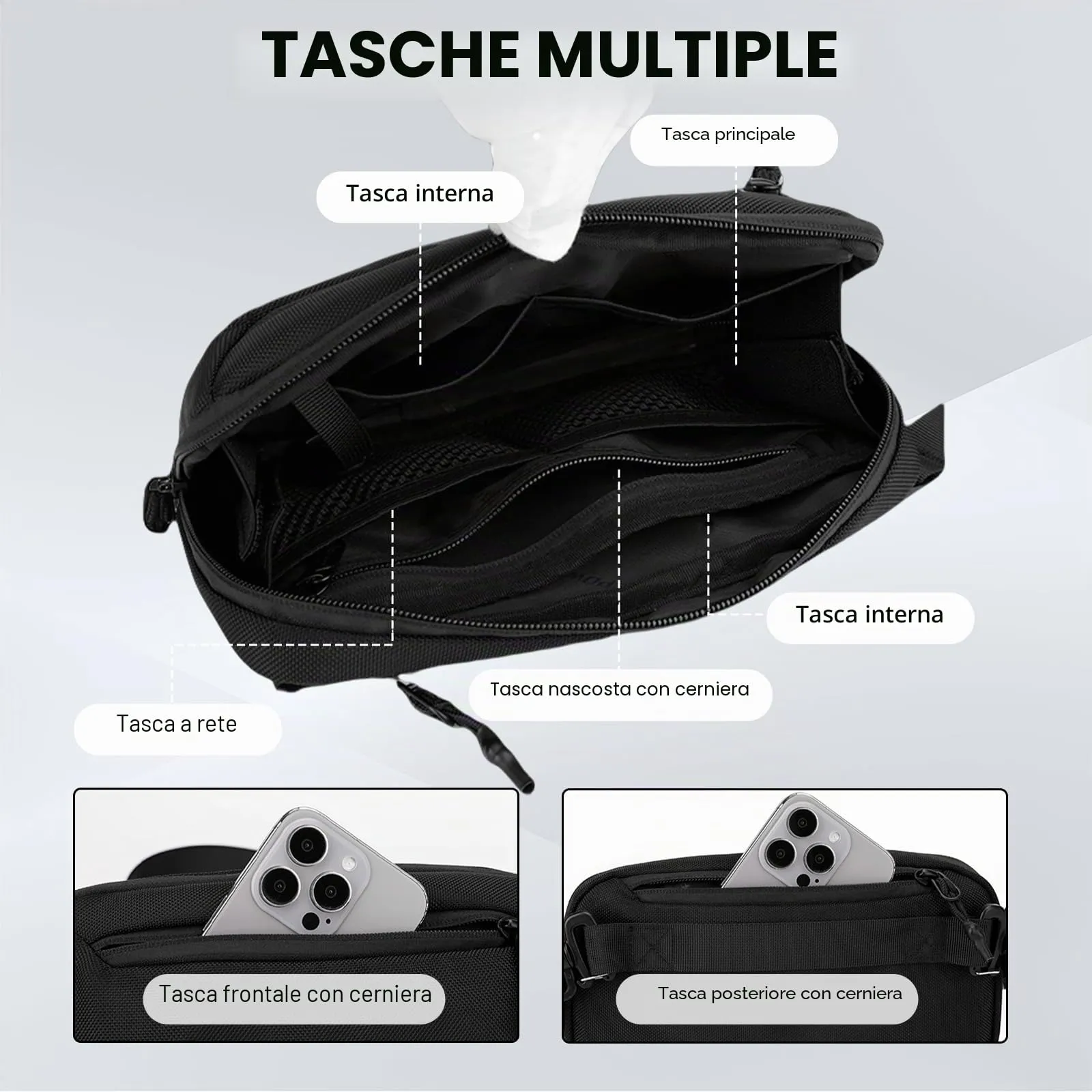 Aucuu Zaino Monospalla Sling Bag Multifunzione per Uomo - immagine 4