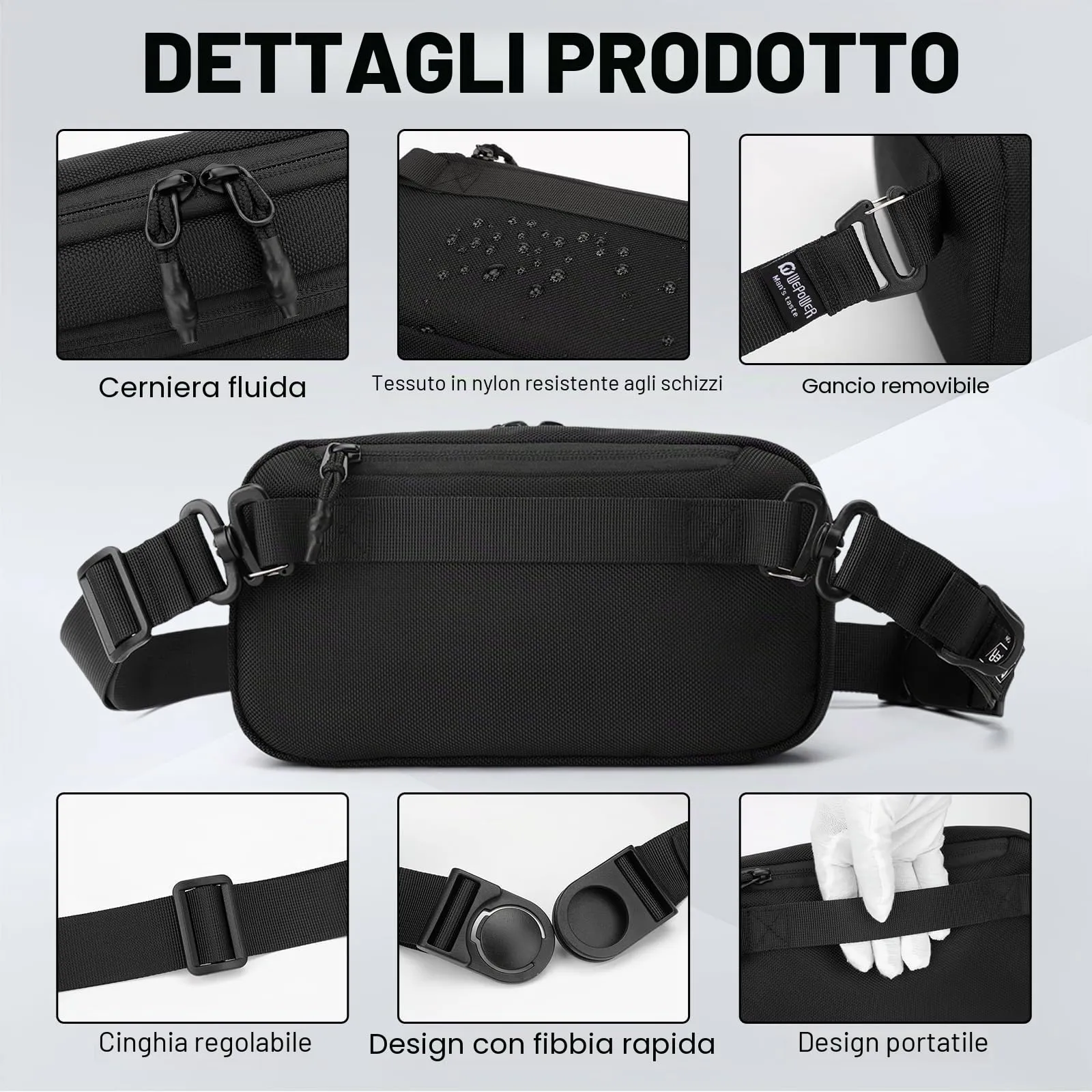Aucuu Zaino Monospalla Sling Bag Multifunzione per Uomo - immagine 5