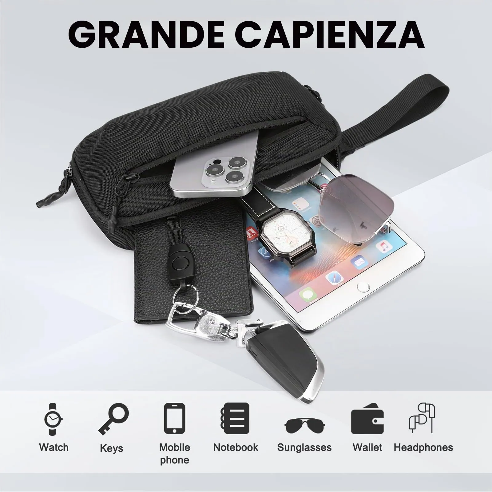 Aucuu Zaino Monospalla Sling Bag Multifunzione per Uomo - immagine 6