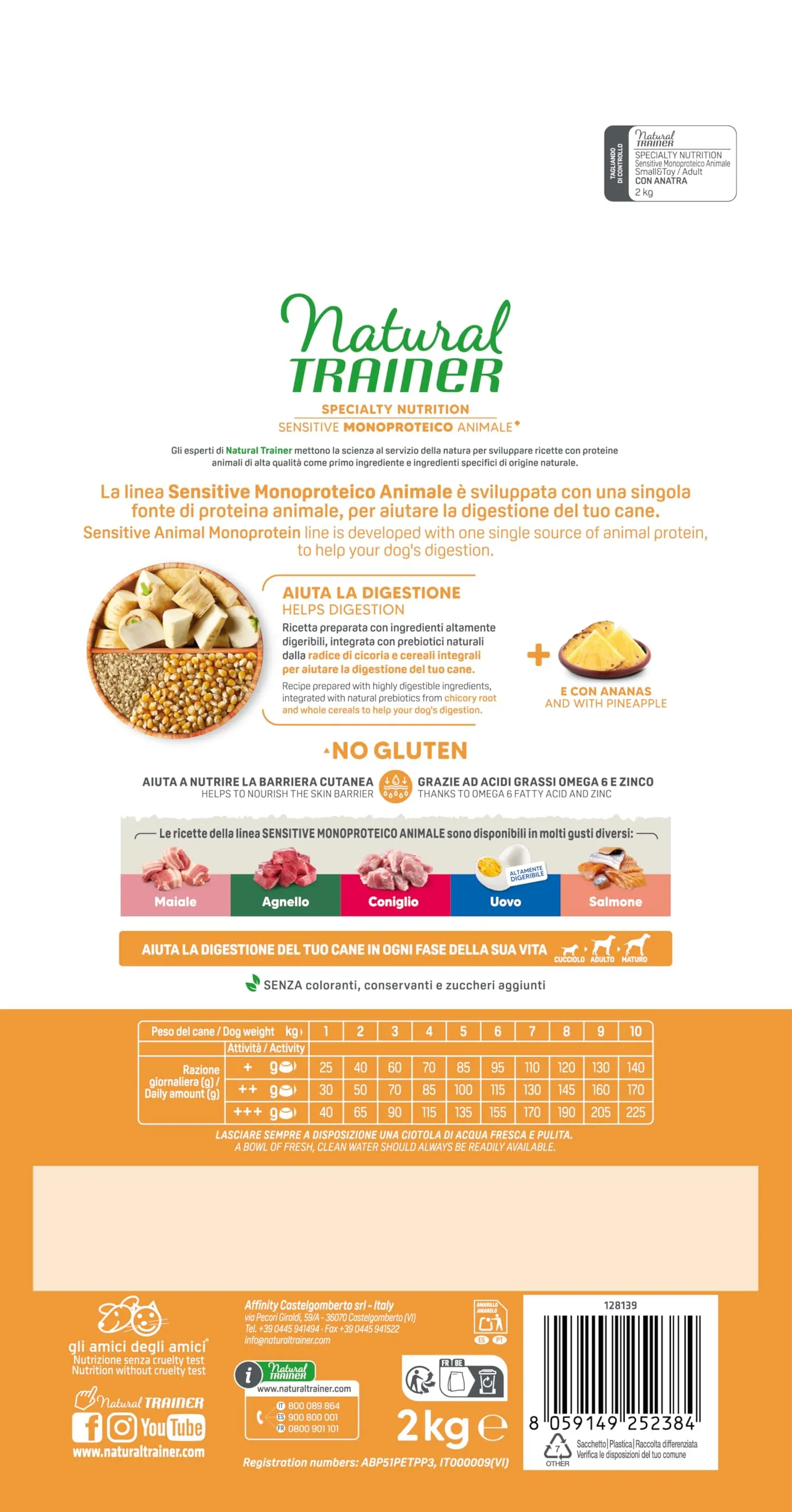 Trainer Natural Sensitive No Gluten Dog Food Adult Duck, 2kg - immagine 3